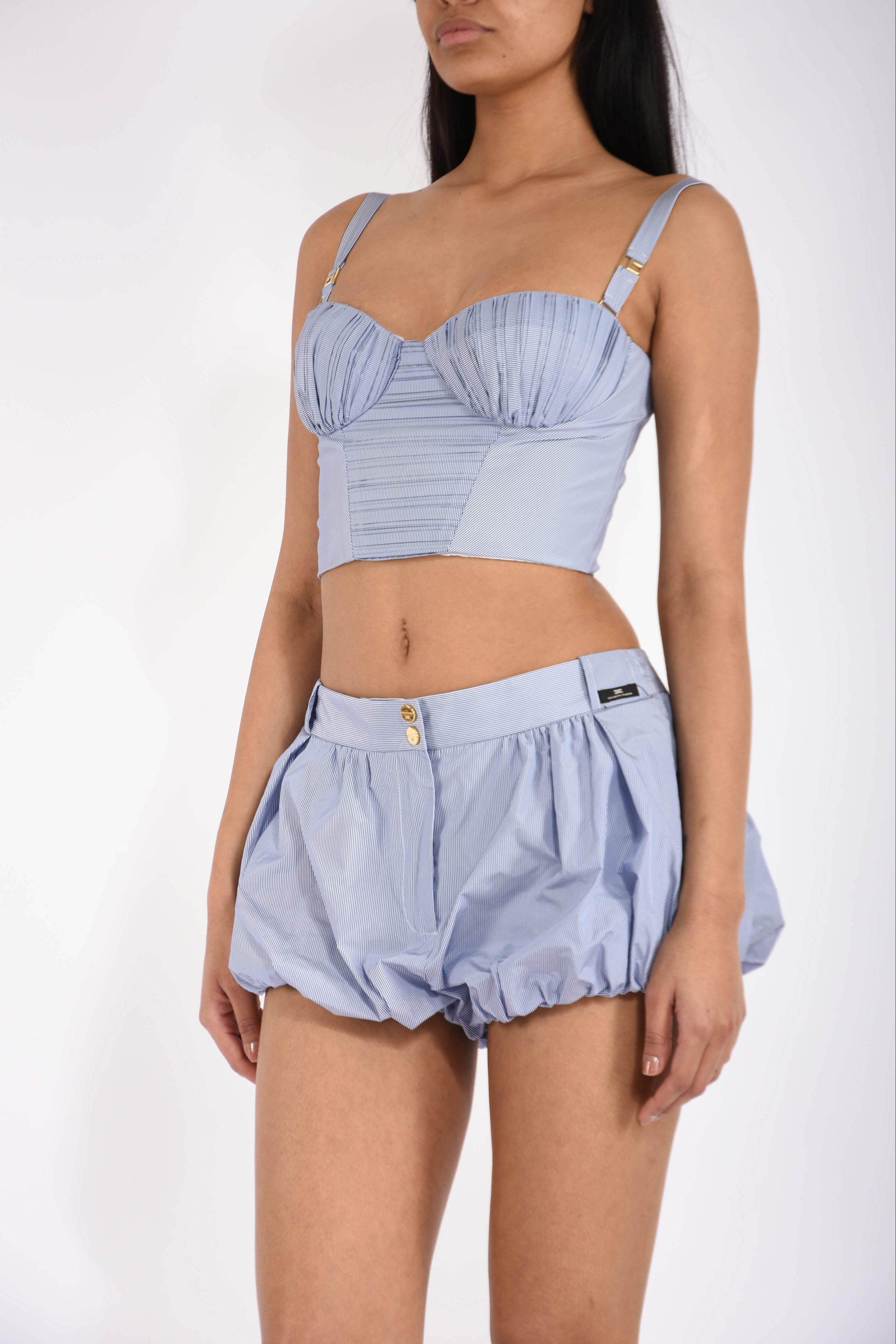 Top in taffettà di nylon a righe