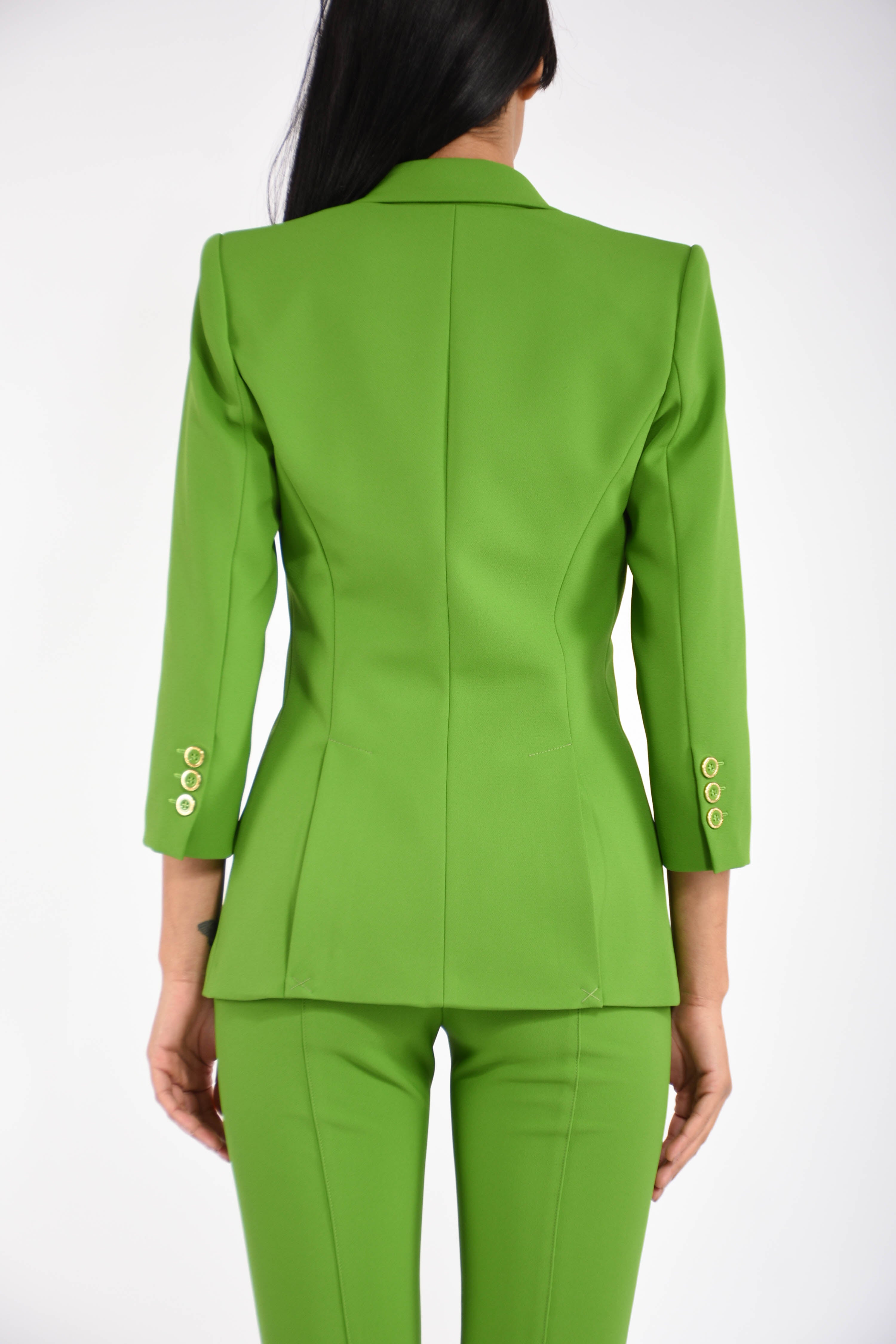 Giacca in doppio crêpe stretch con dettagli logo