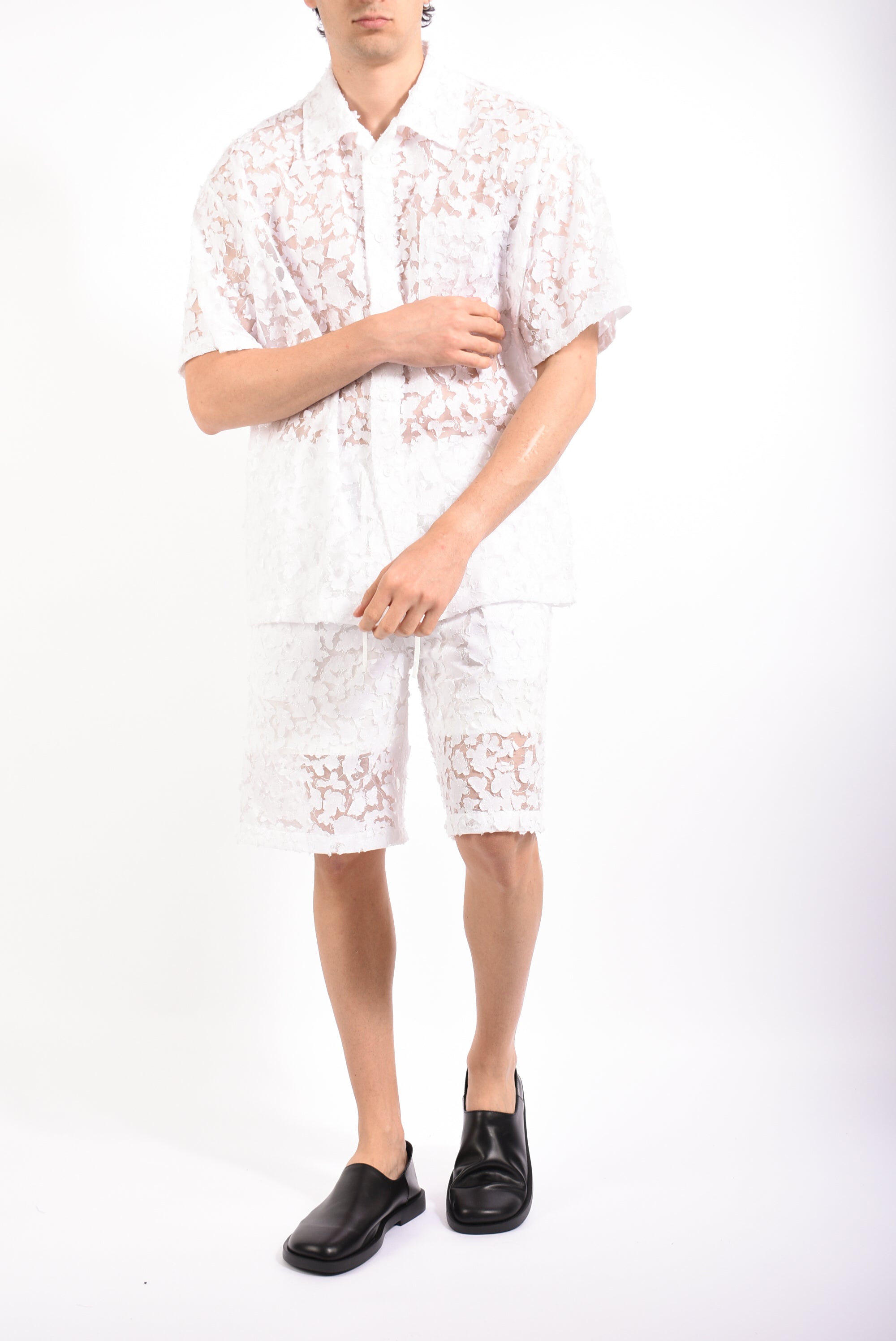 camicia con motivo floreale