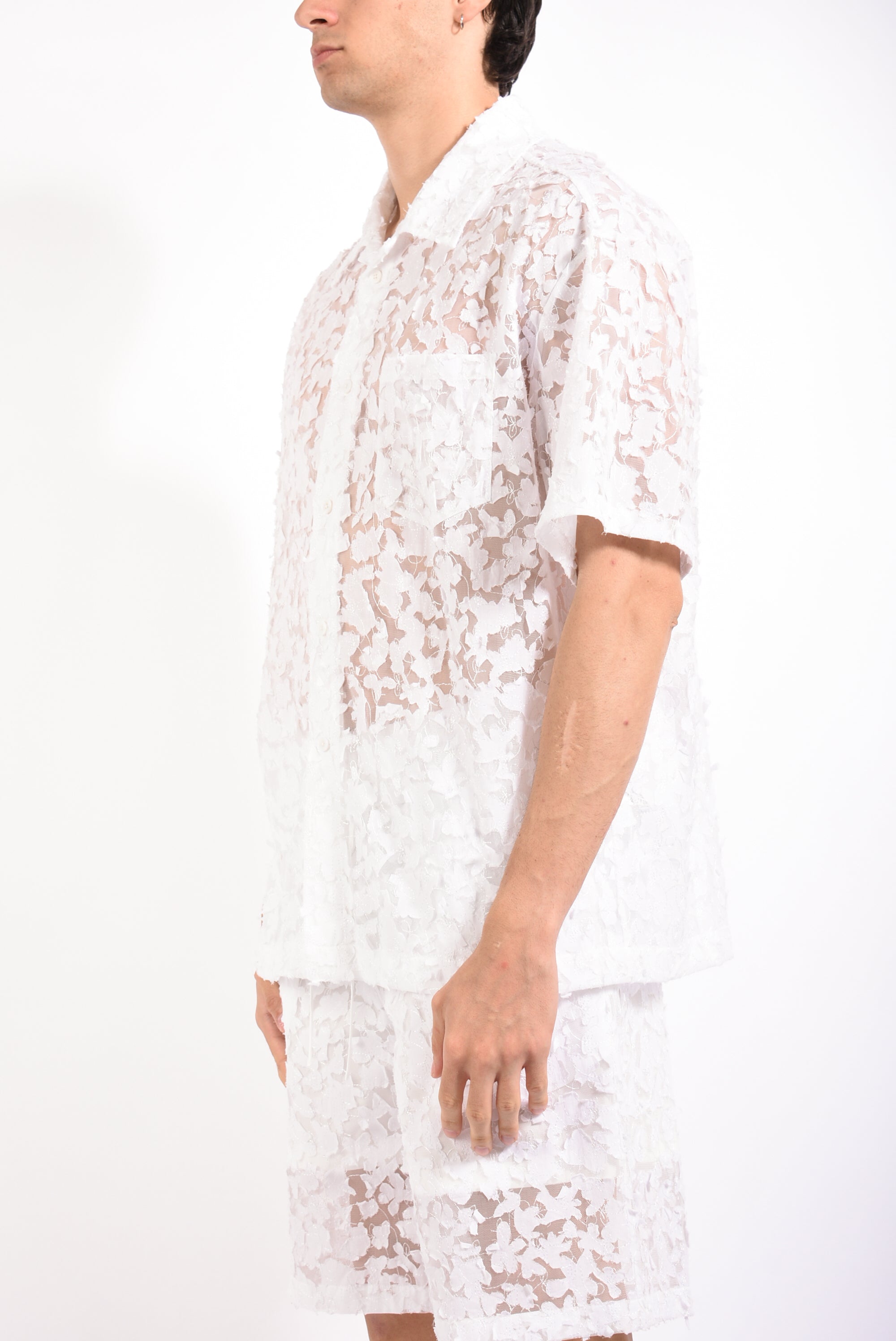 camicia con motivo floreale