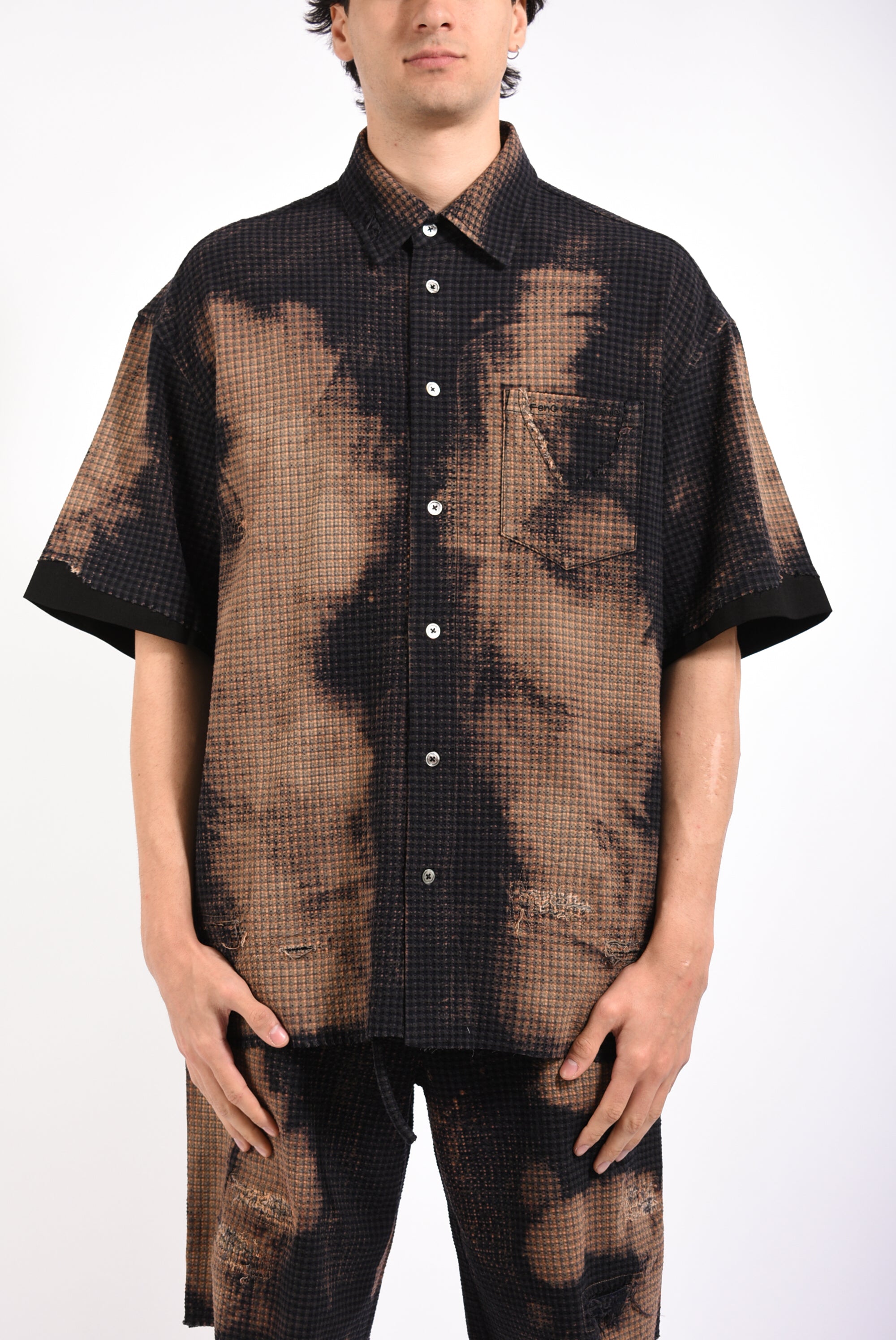 camicia in misto viscosa a quadri