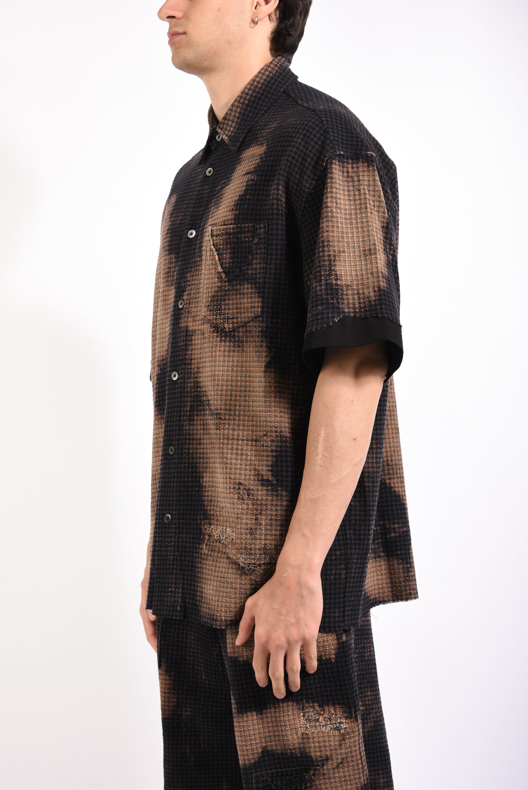 camicia in misto viscosa a quadri