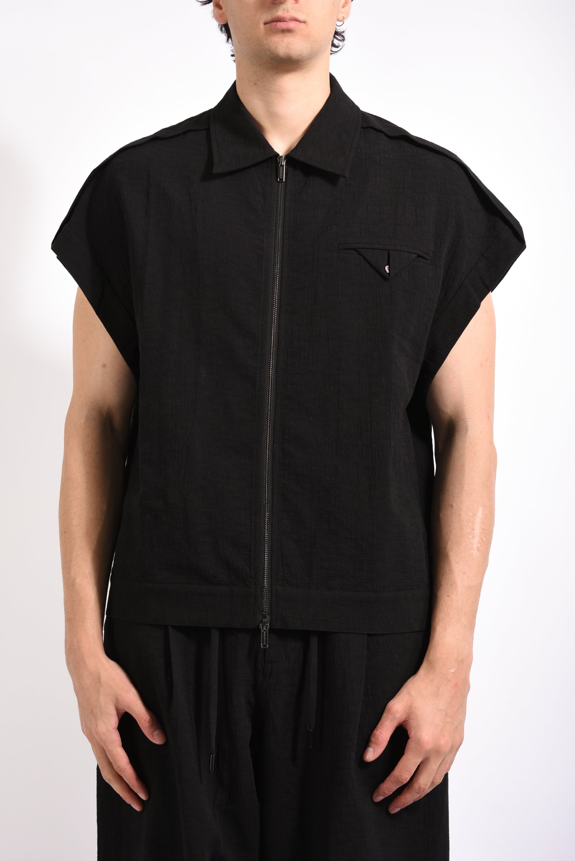 Gilet in cotone e lino
