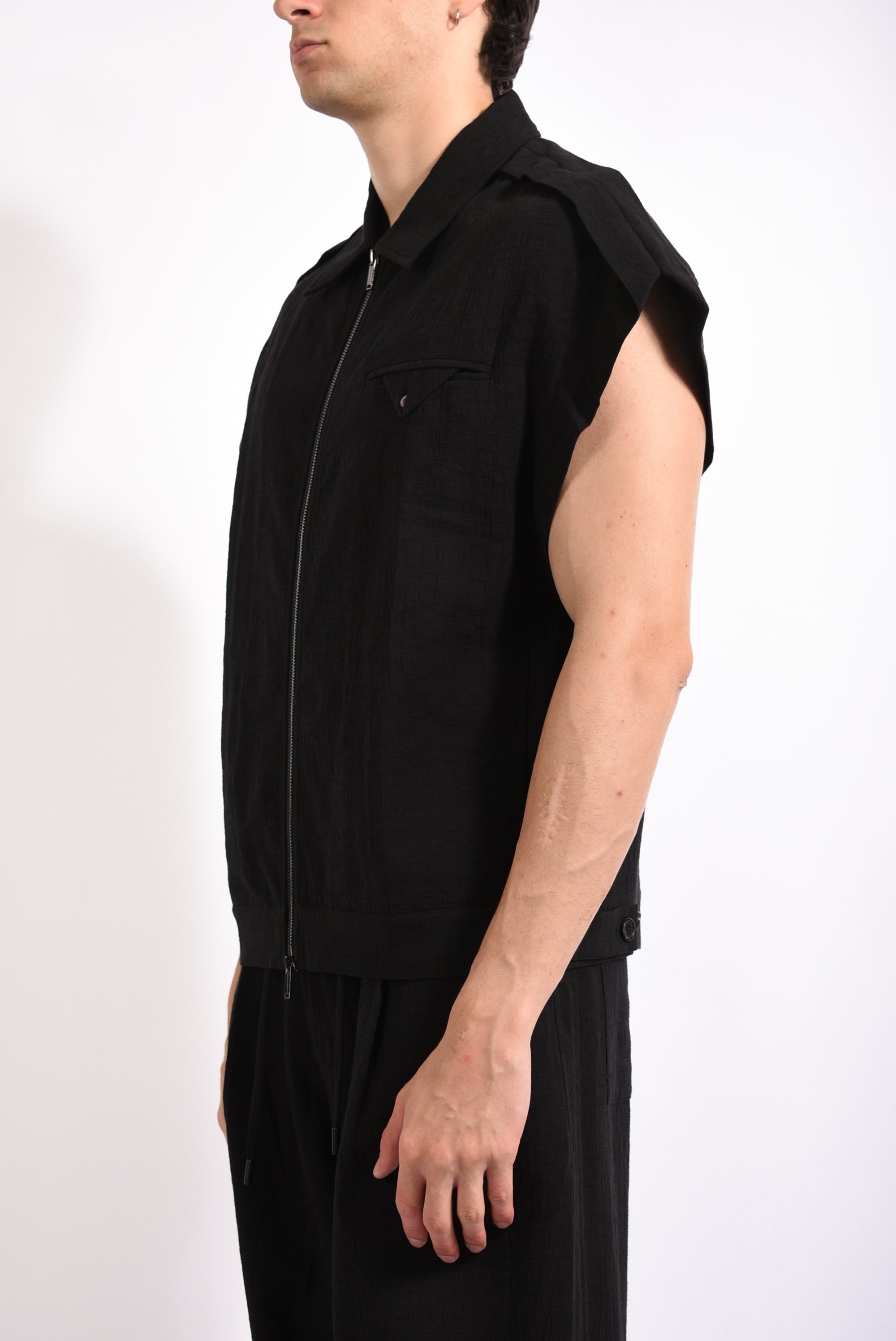 Gilet in cotone e lino