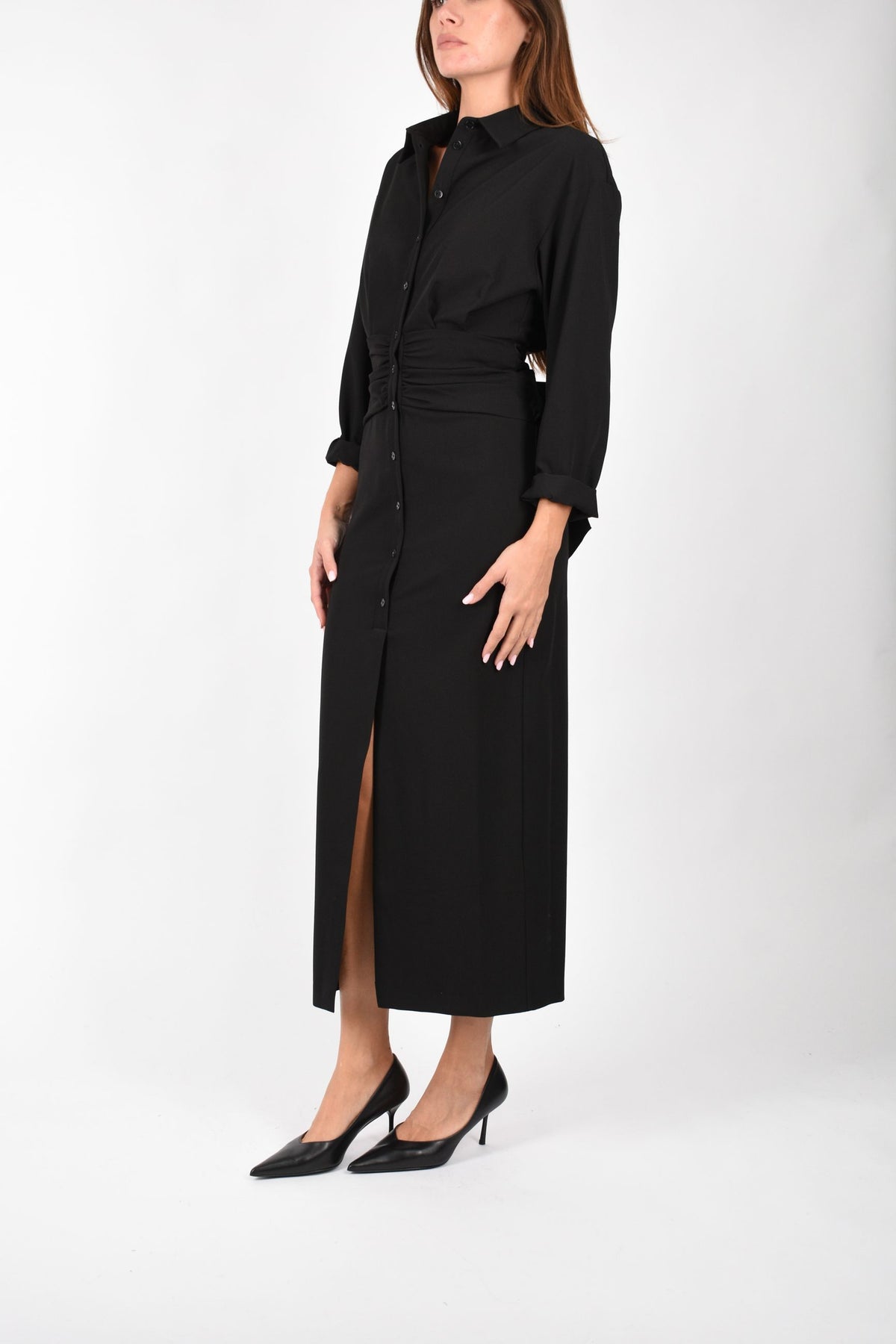 Abito lungo chemisier in gabardina 2A0094A498