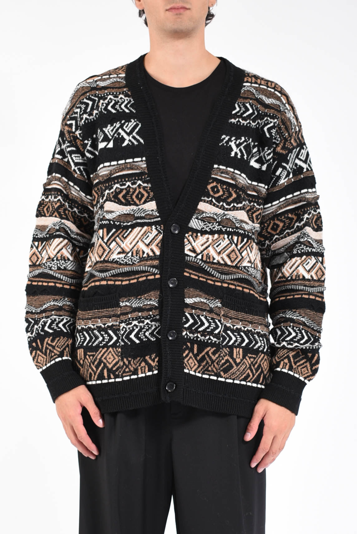 Cardigan in misto lana iconic jacquard