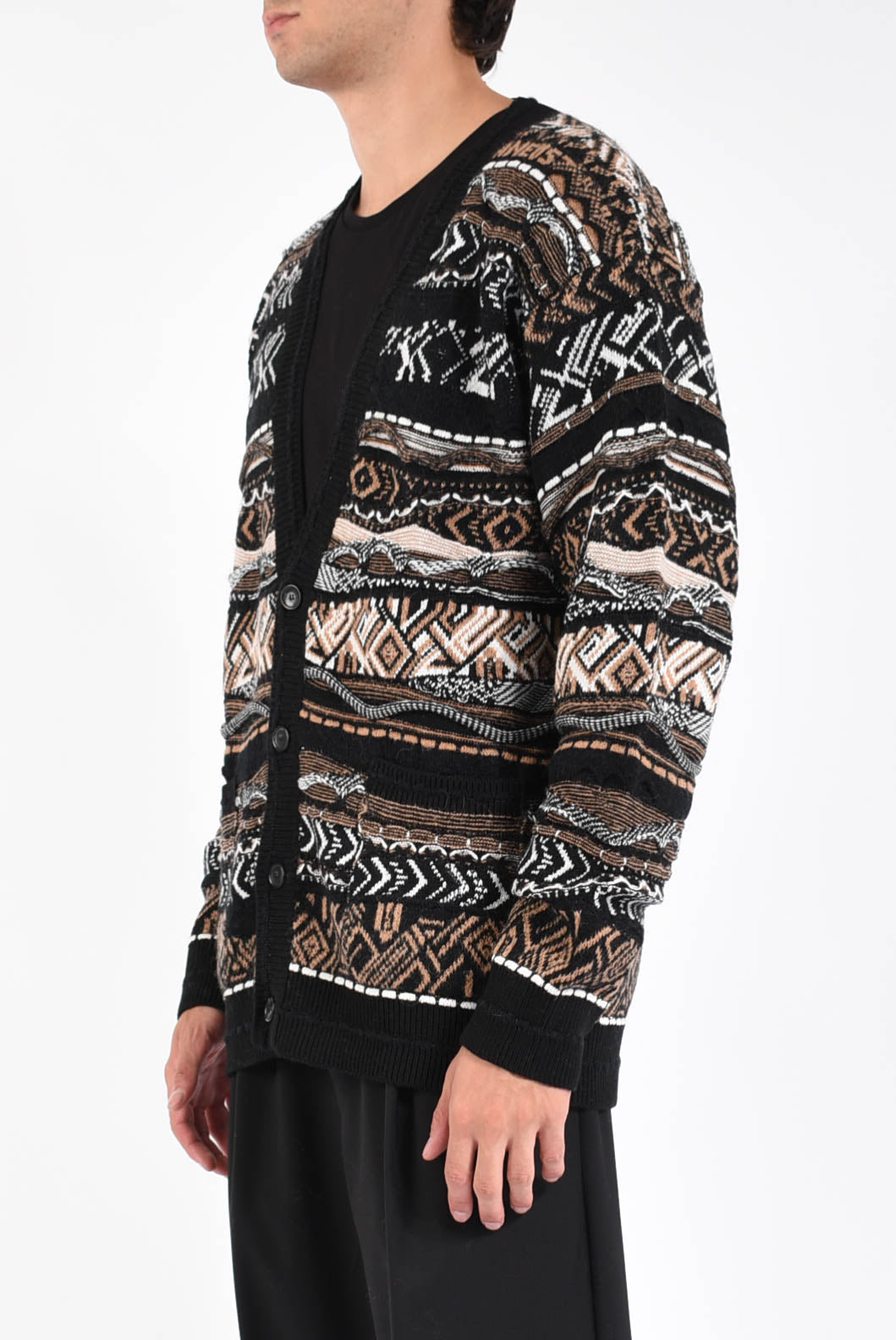 Cardigan in misto lana iconic jacquard