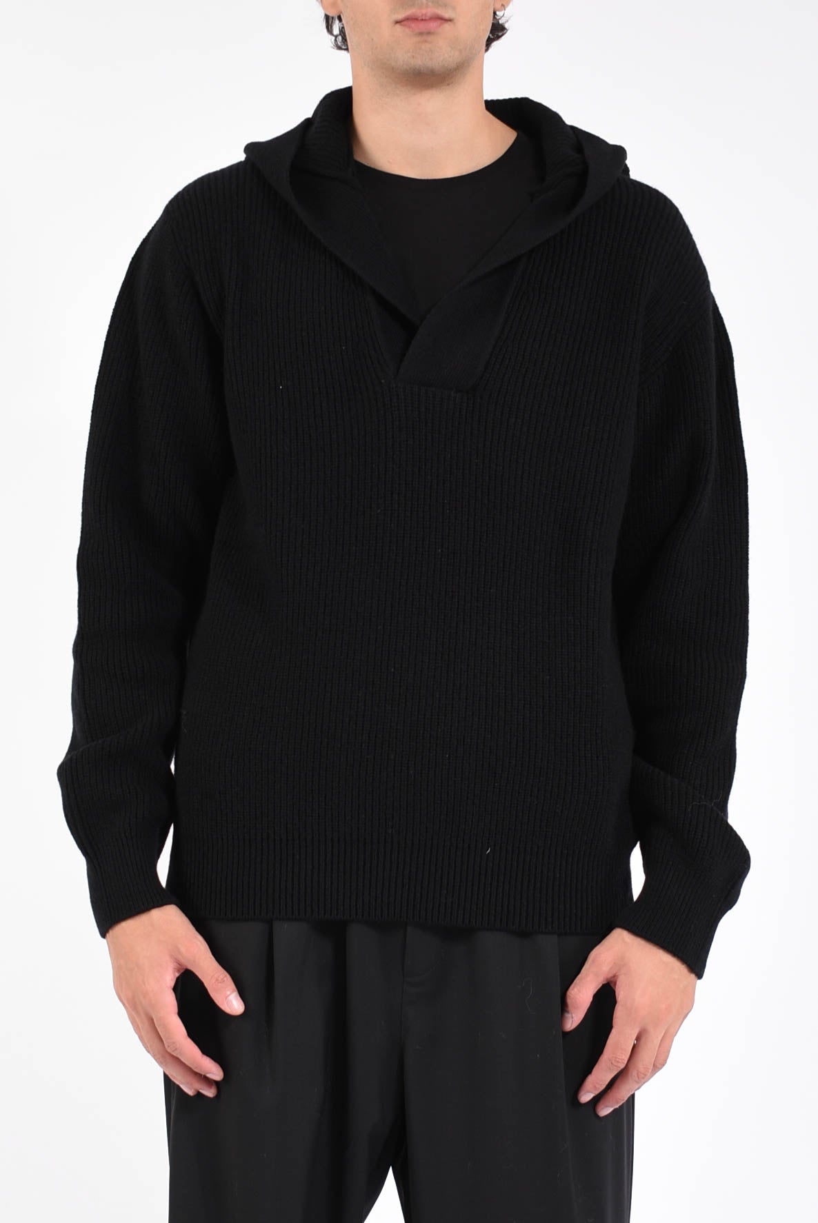 maglia hoodie in lana e cashmere