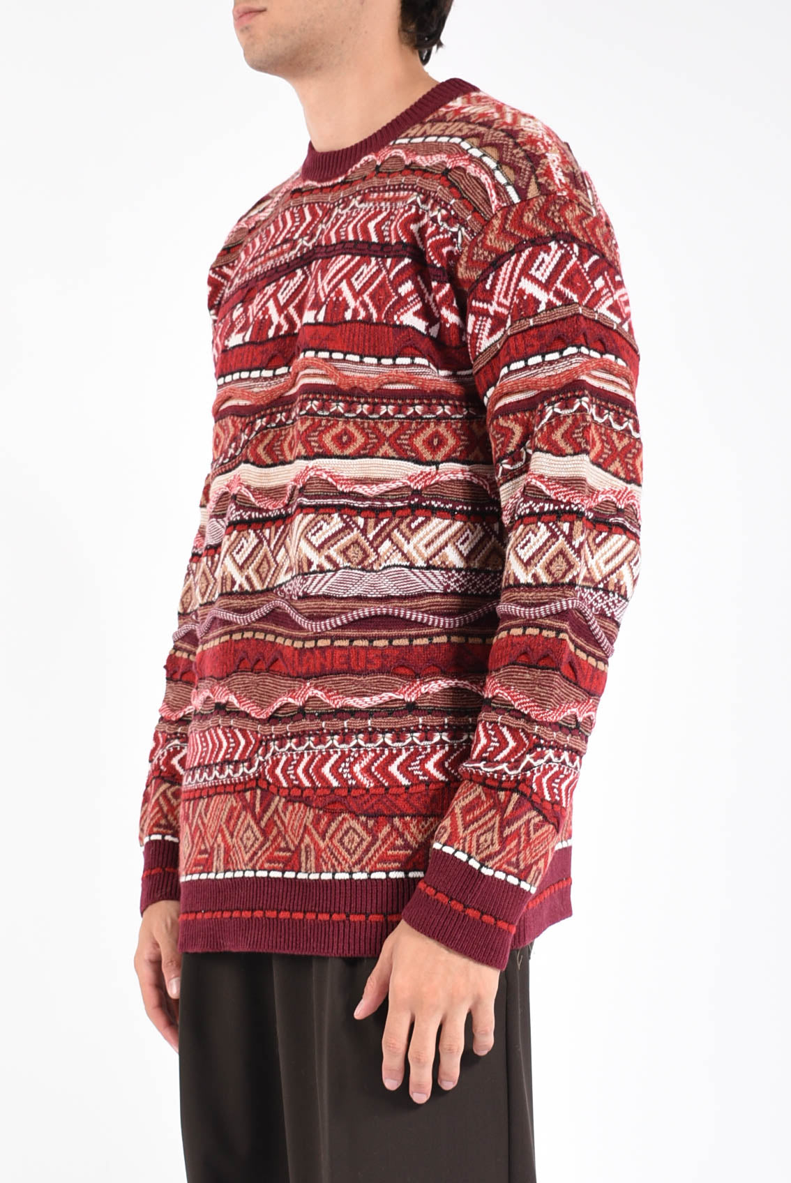 Maglia girocollo jacquard in baby alpaca