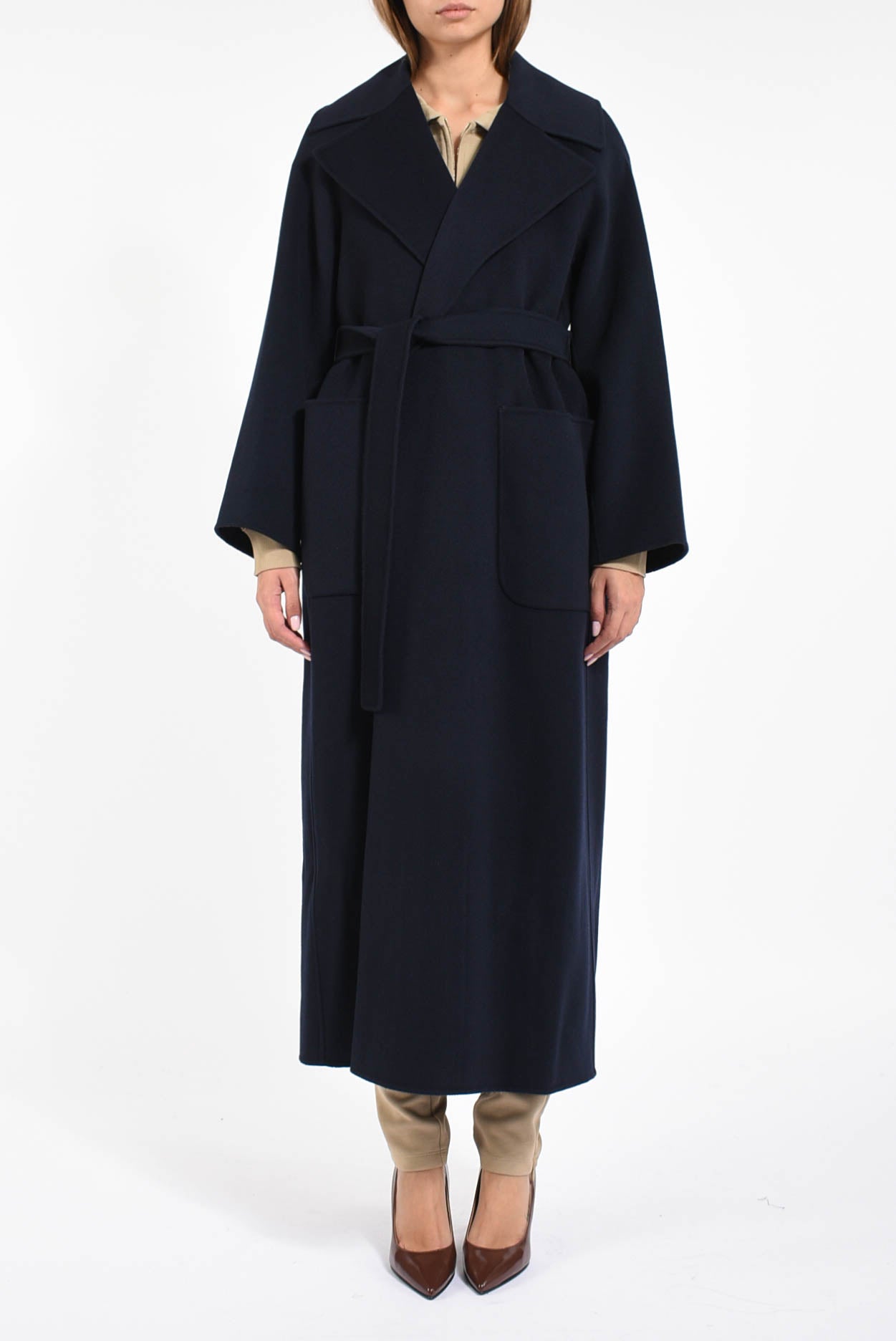 Cappotto a vestaglia in lana modello doris