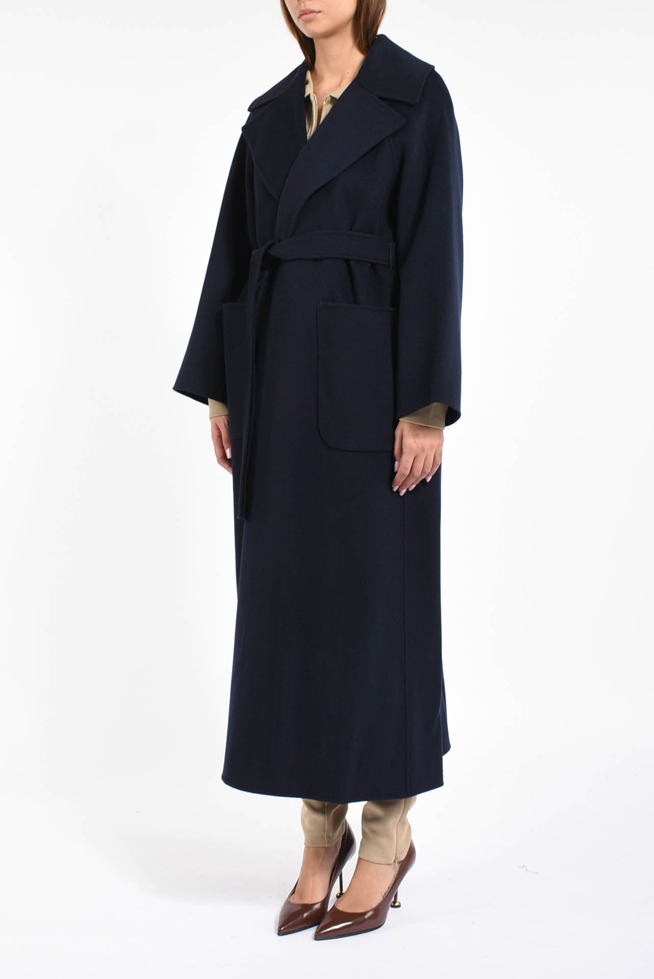 Cappotto a vestaglia in lana modello doris