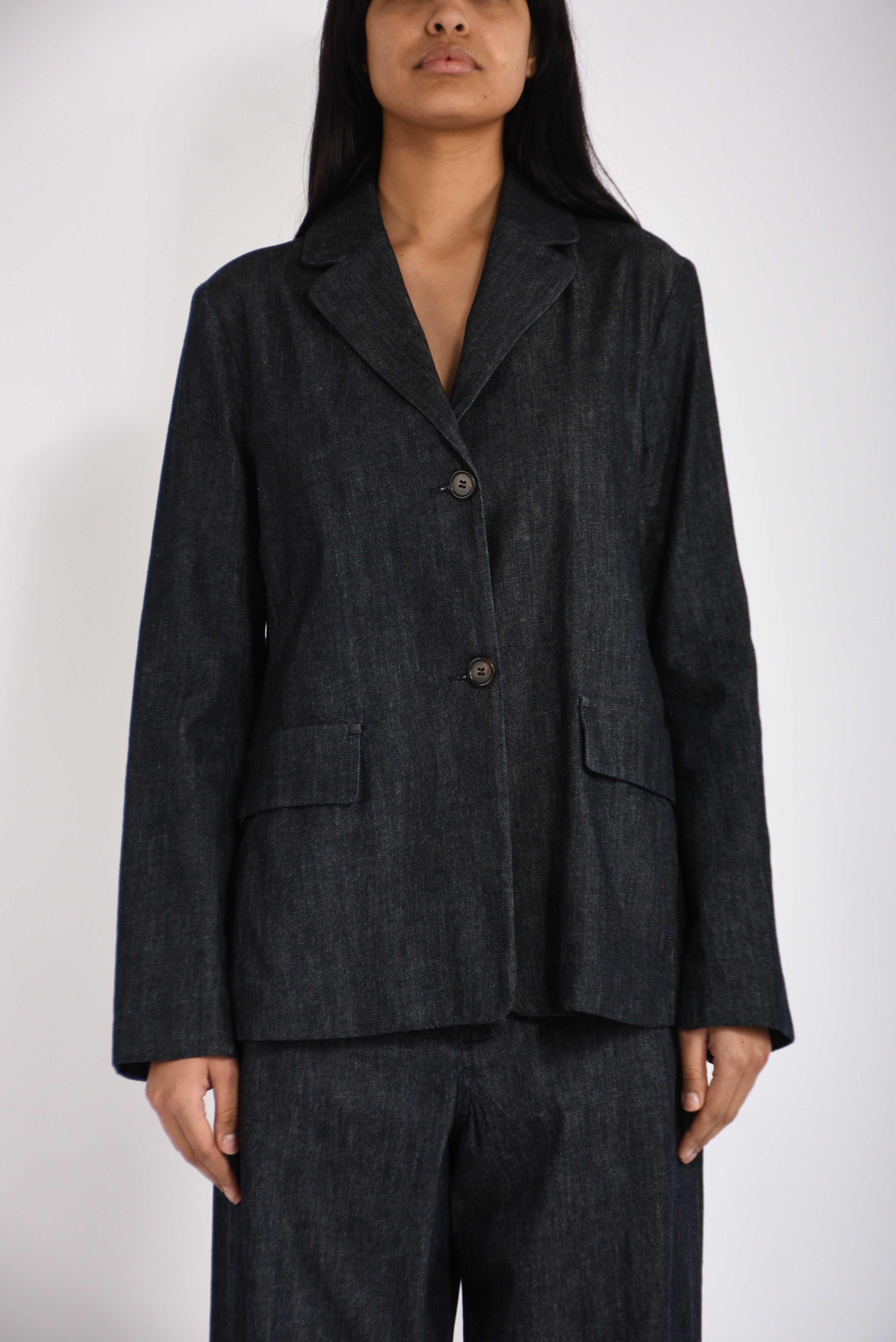 giacca monopetto in denim leone