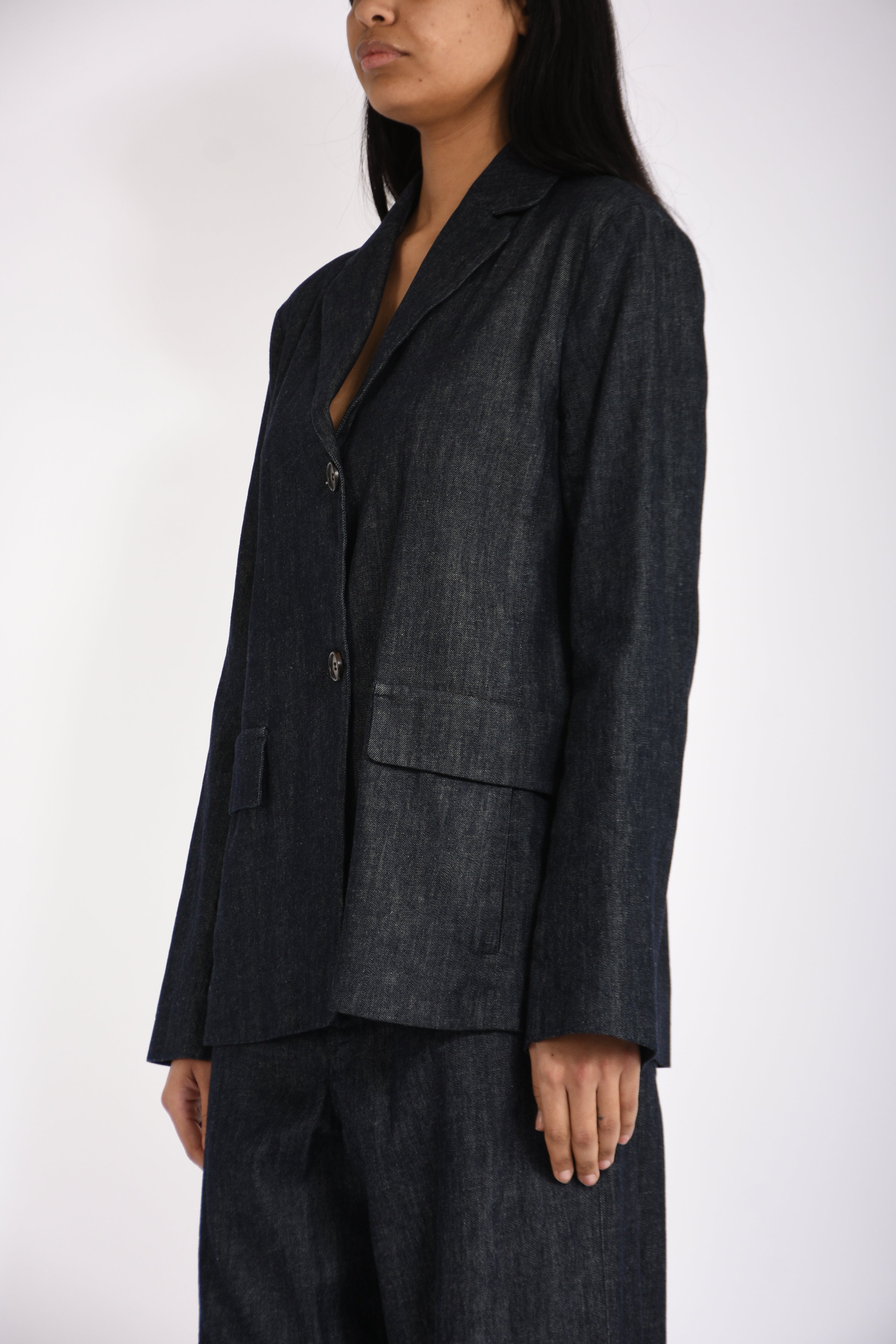 giacca monopetto in denim leone