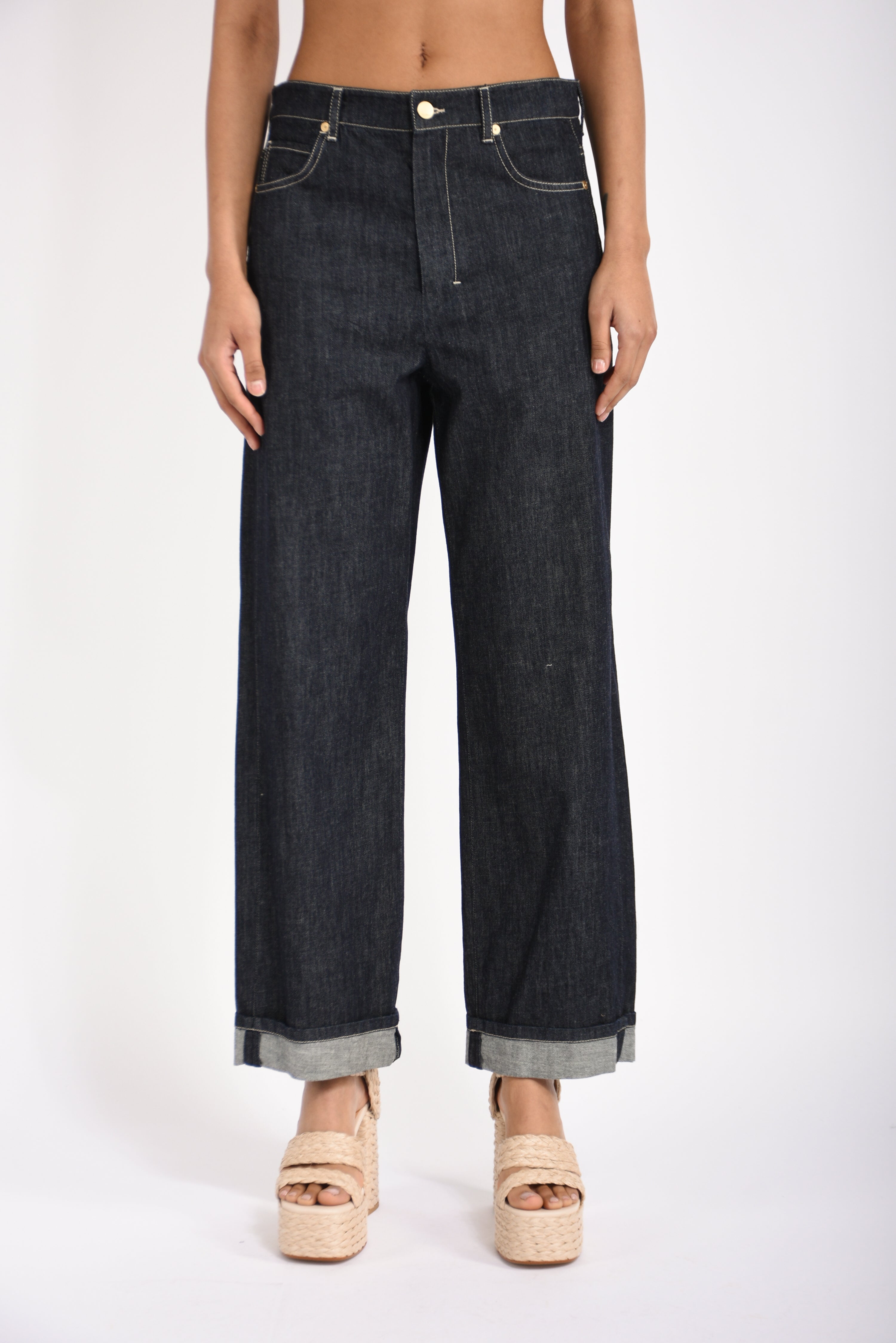 Jeans in denim con risvolto chiara