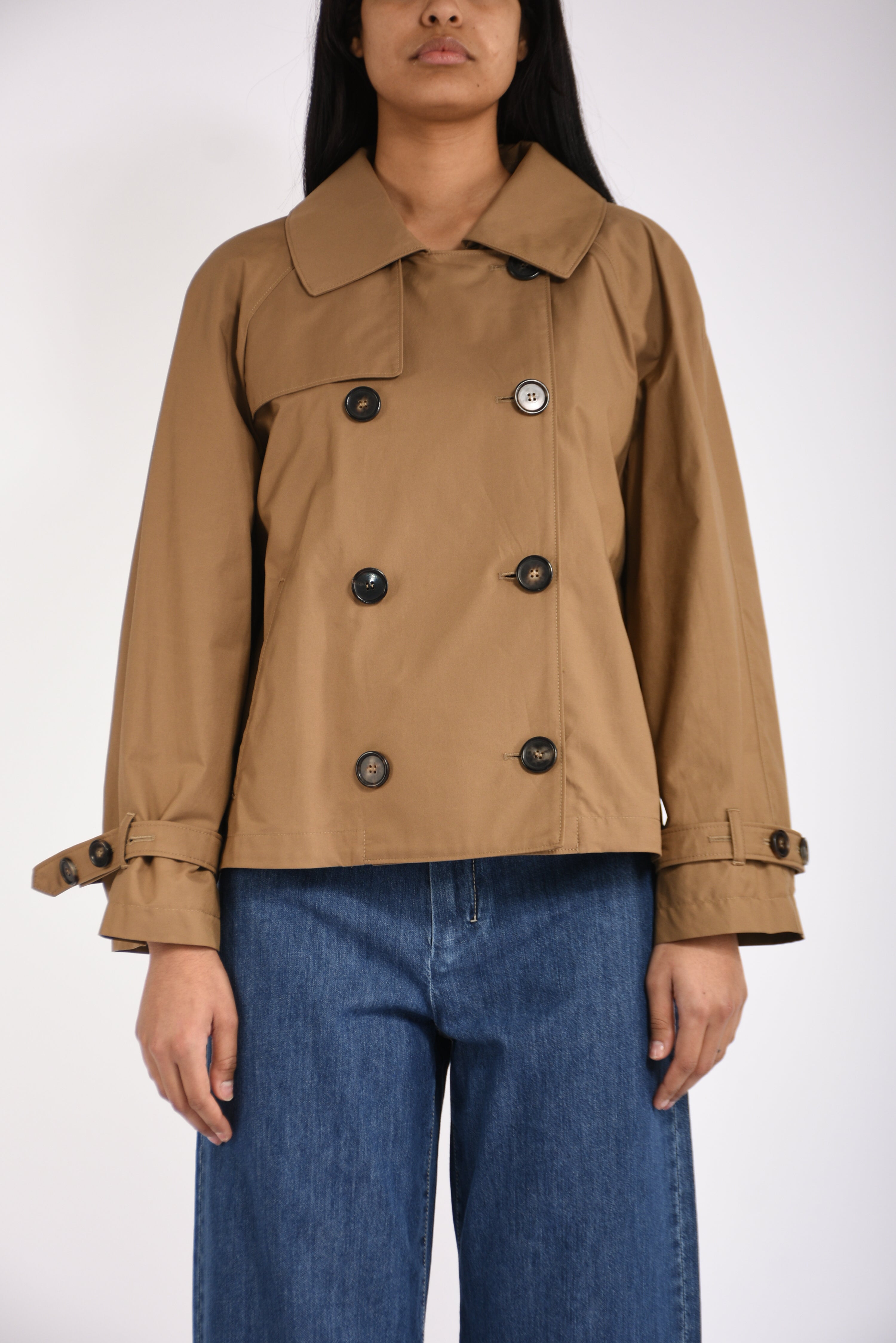 Trench corto in twill antigoccia tesoro