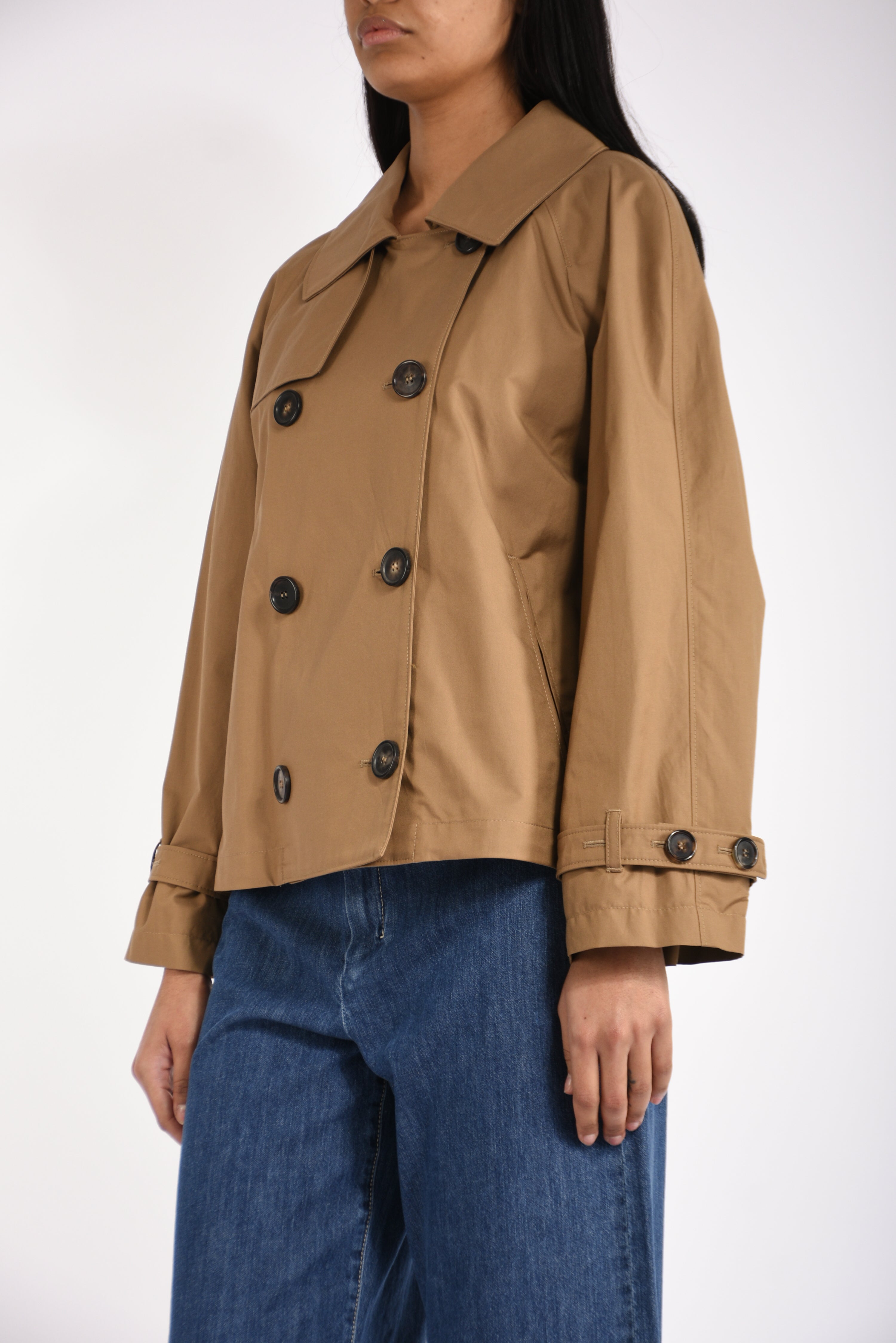 Trench corto in twill antigoccia tesoro