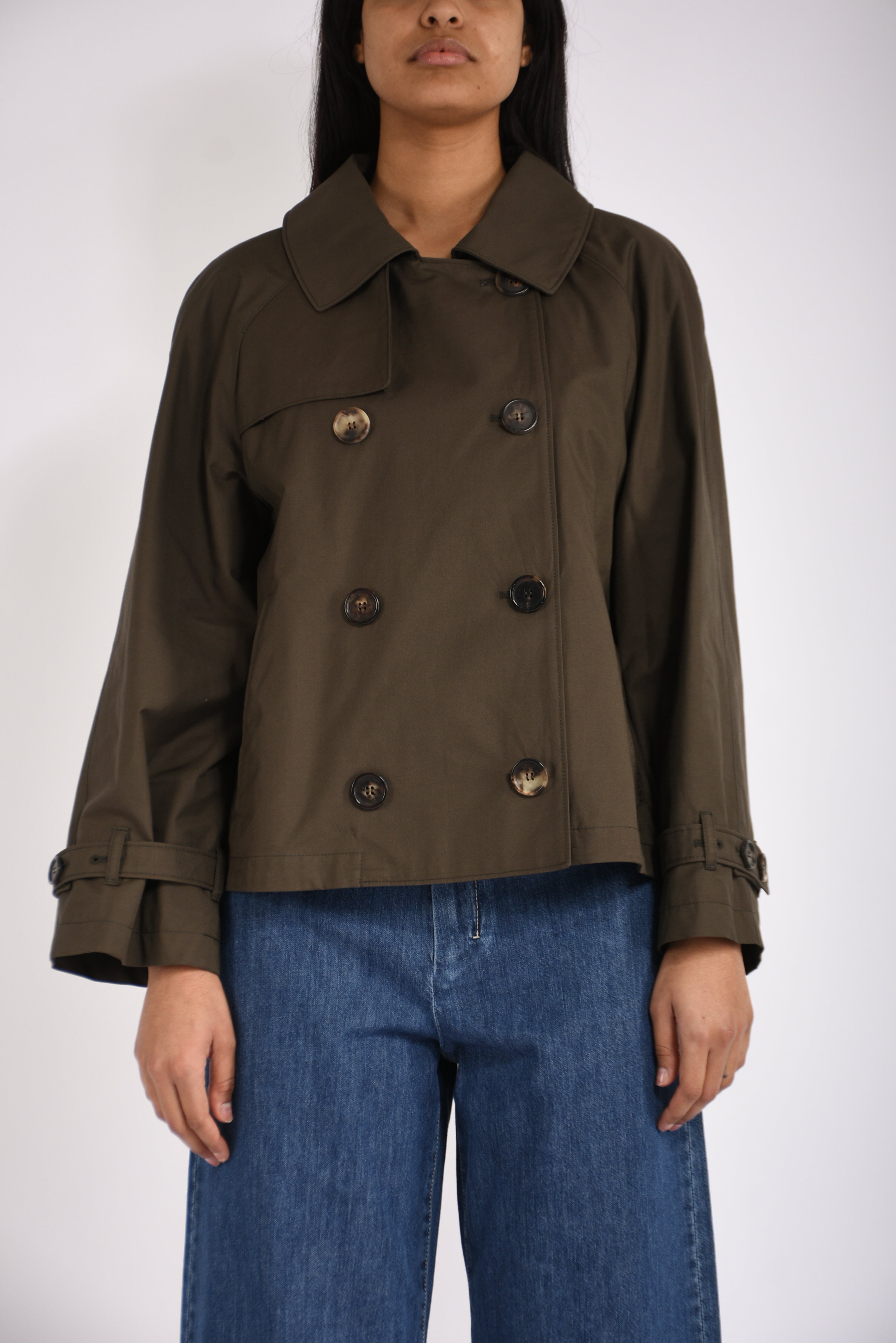 Trench corto in twill antigoccia tesoro