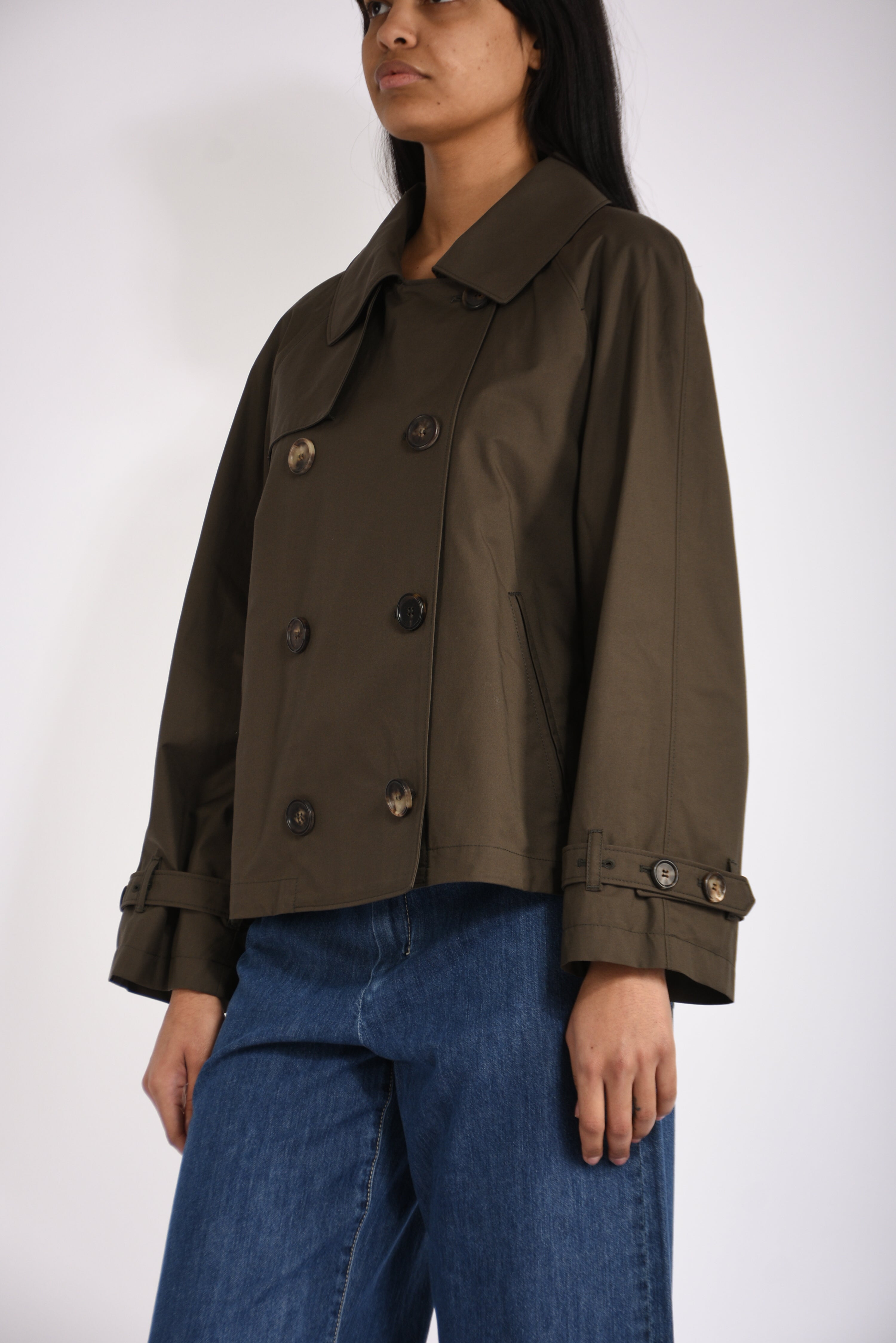 Trench corto in twill antigoccia tesoro