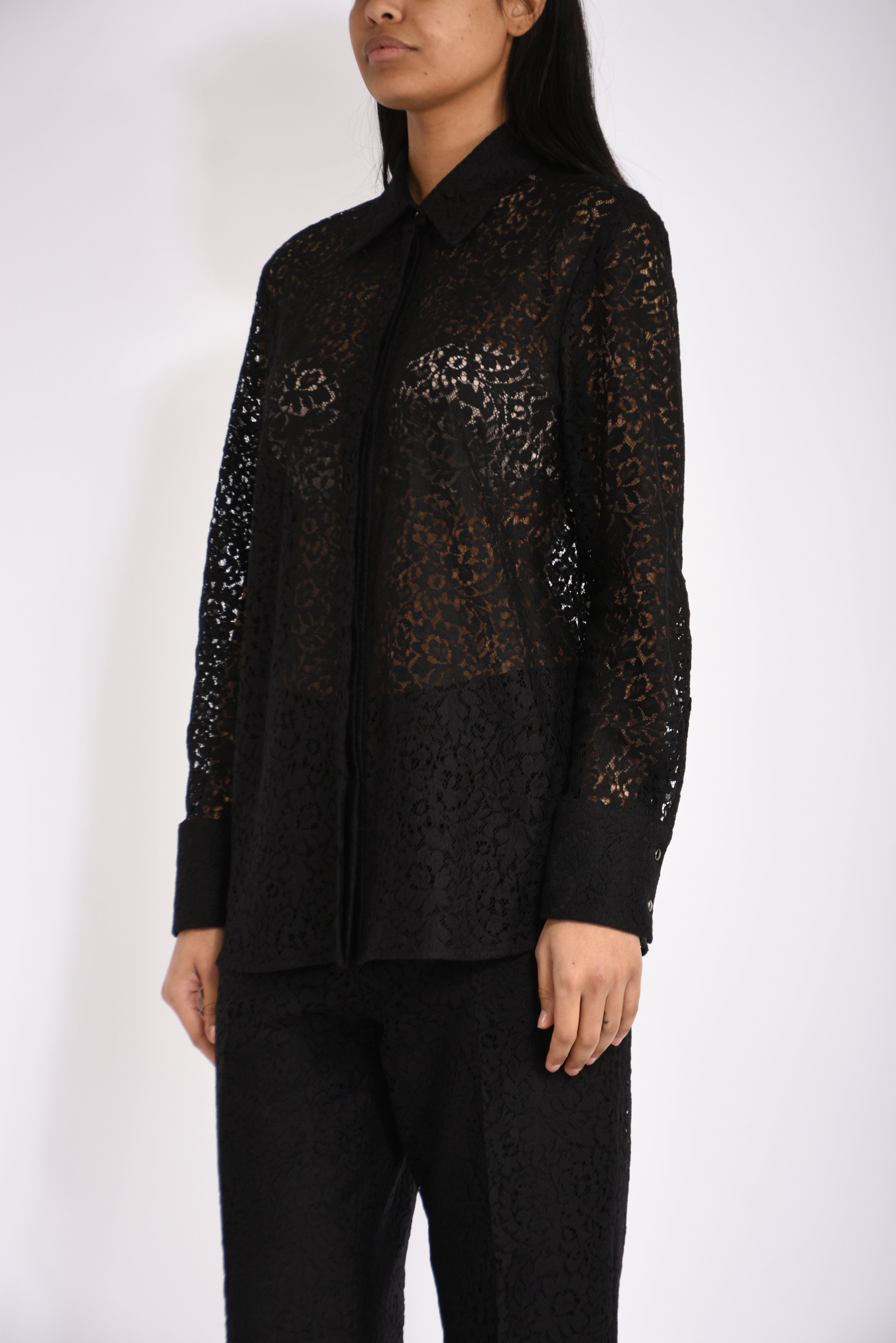 camicia in pizzo floreale gala