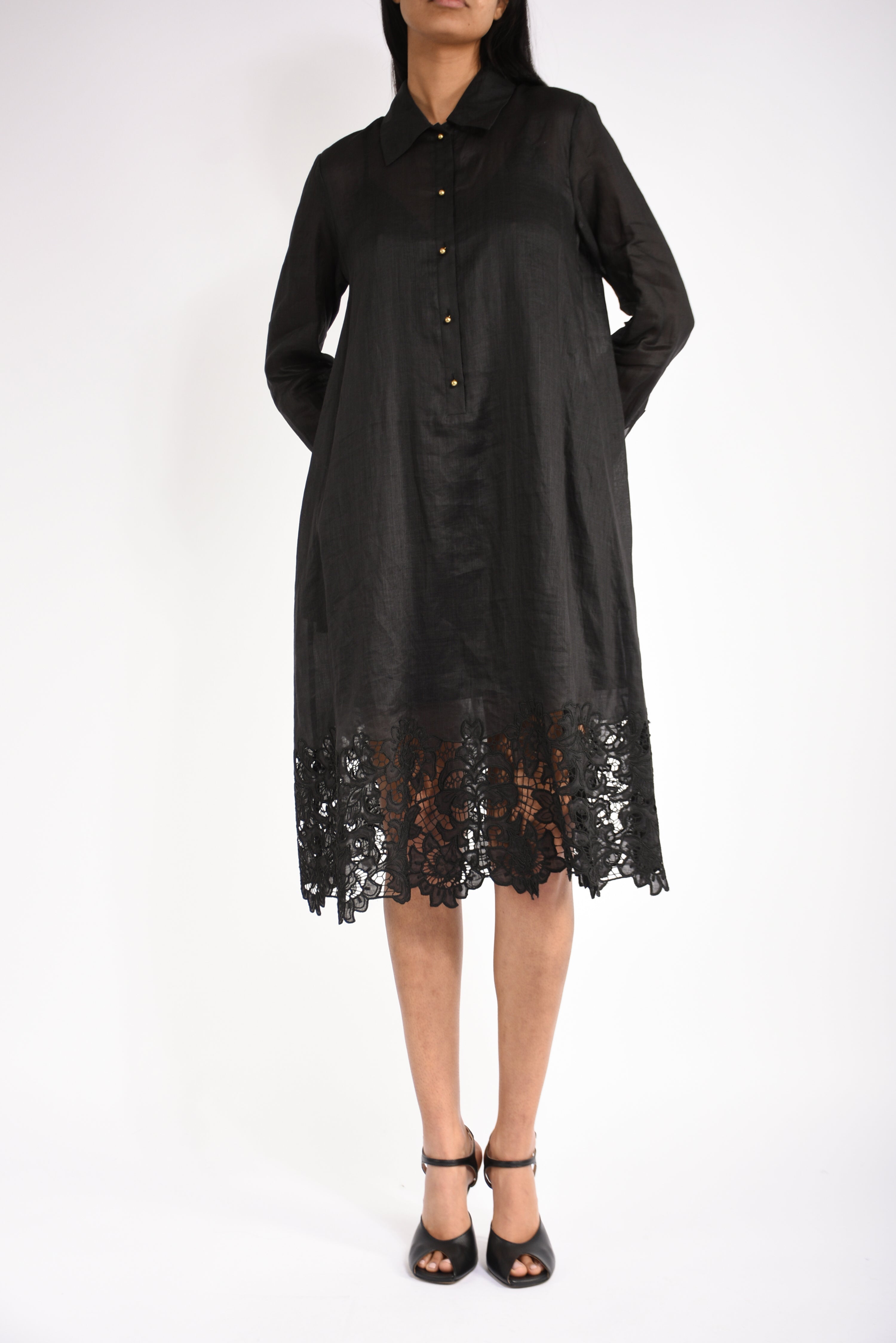 Abito chemisier in garza mela