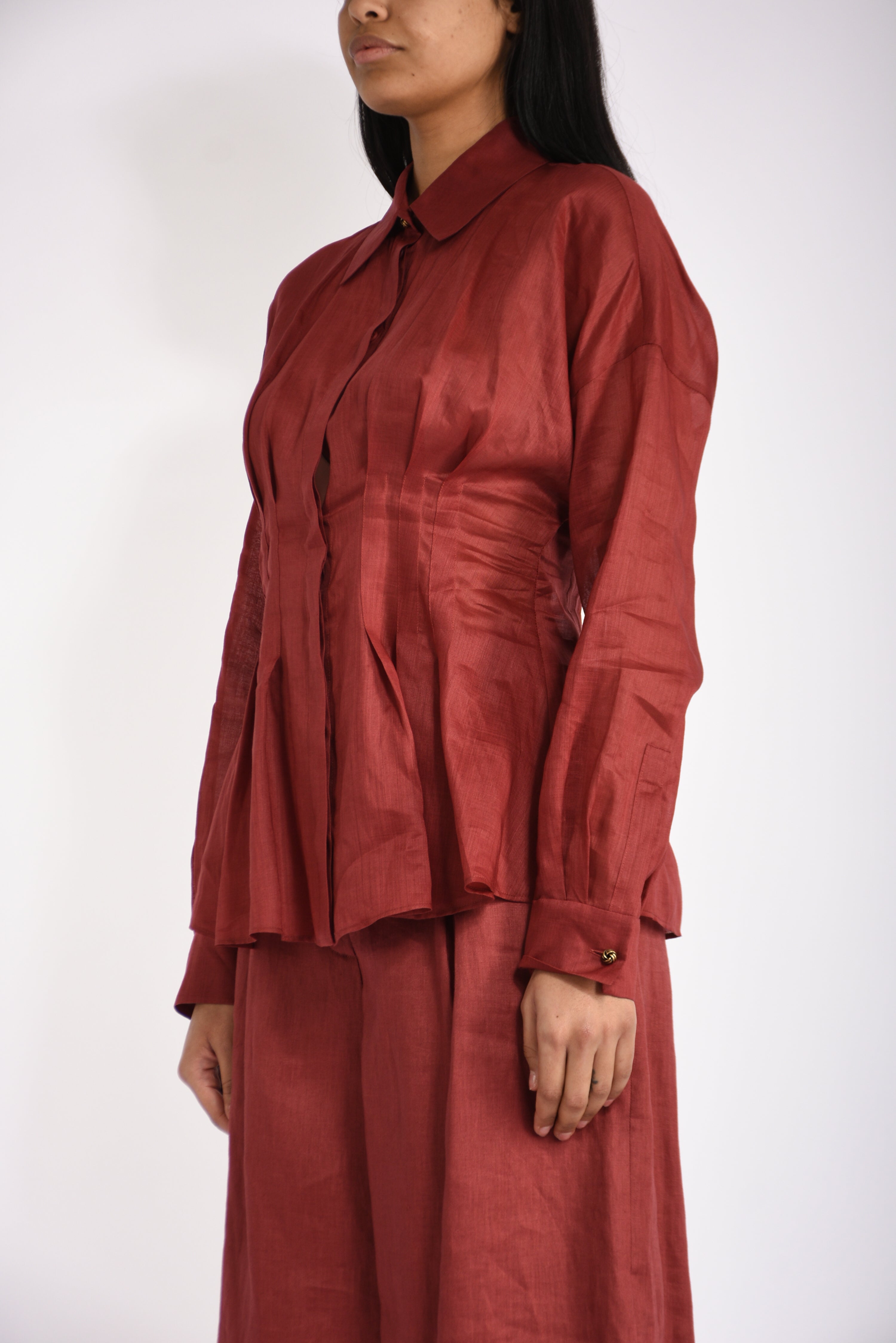 camicia in tela ramiè ora