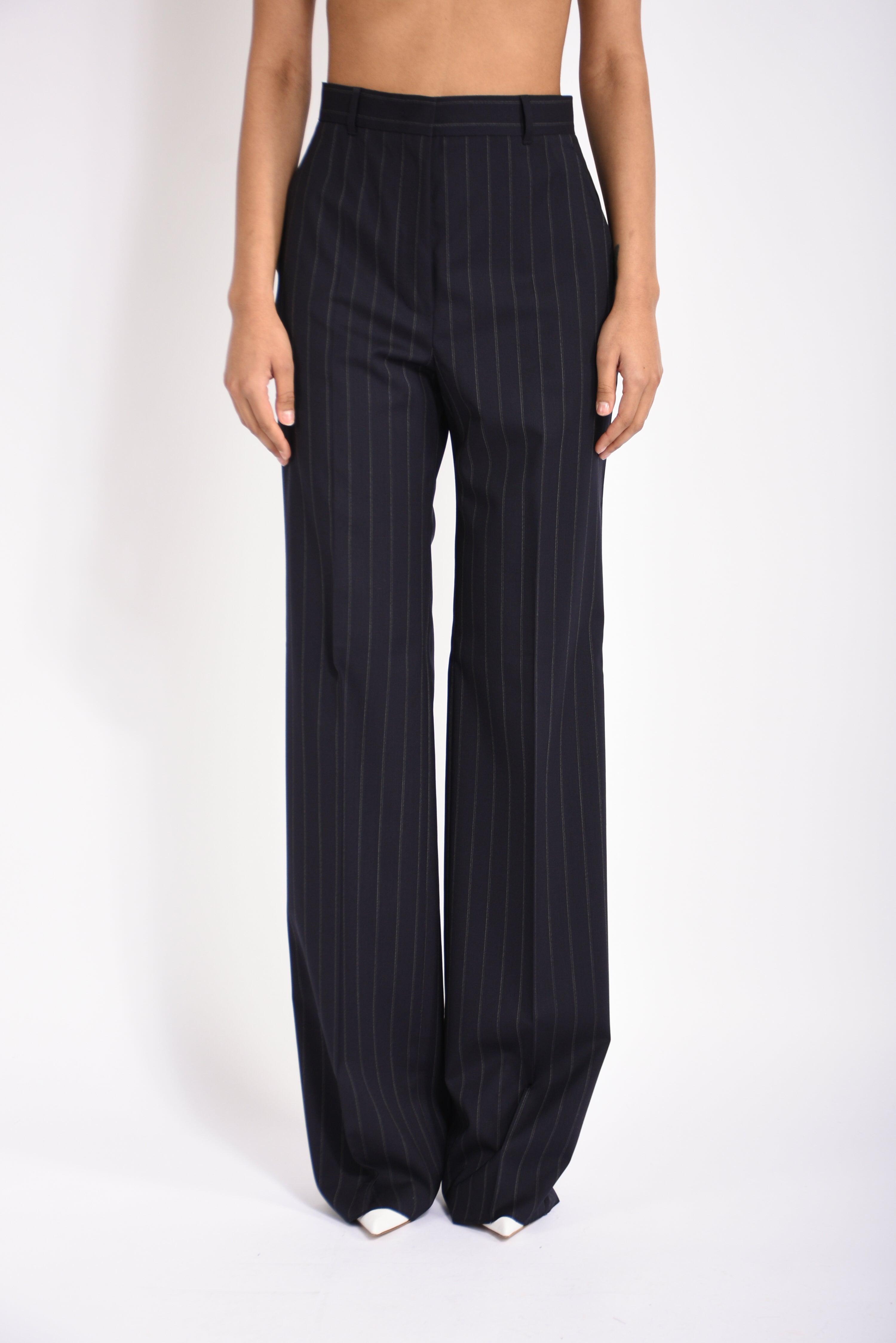 Pantaloni in lana gessata enfasi