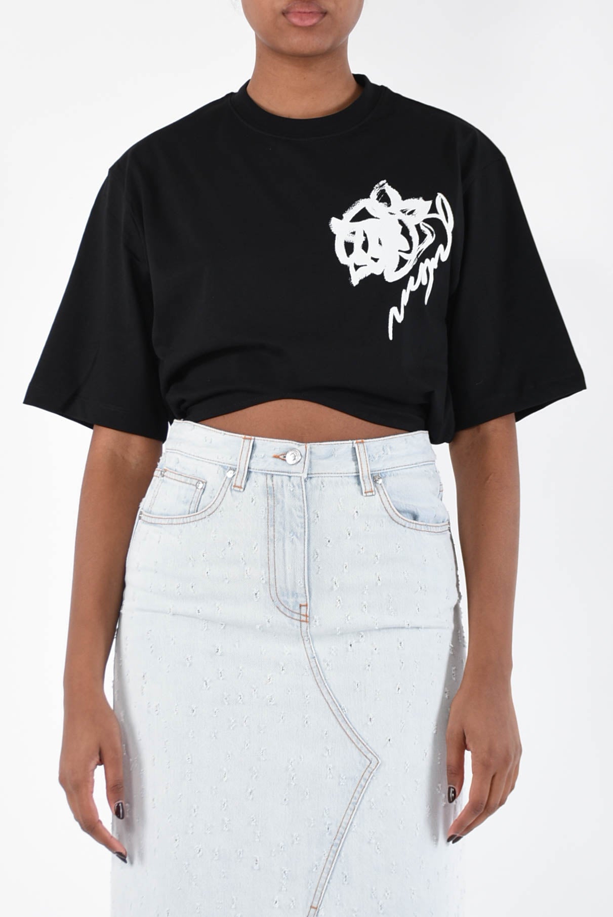 MSGM t-shirt cropped in cotone