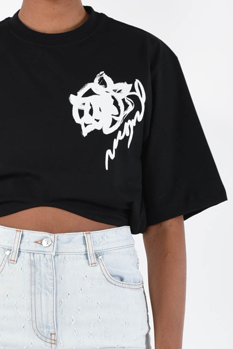 MSGM t-shirt cropped in cotone