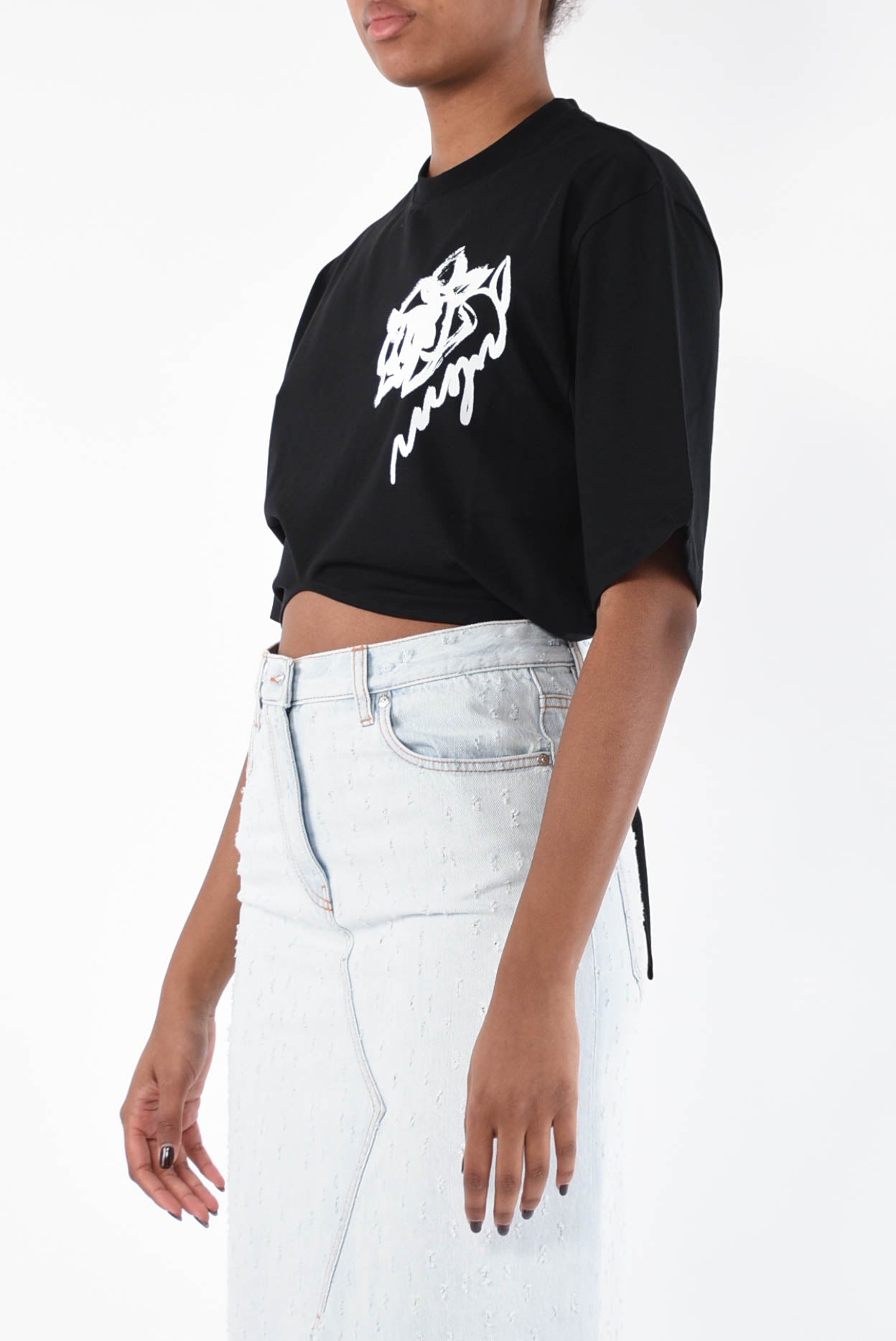 MSGM t-shirt cropped in cotone