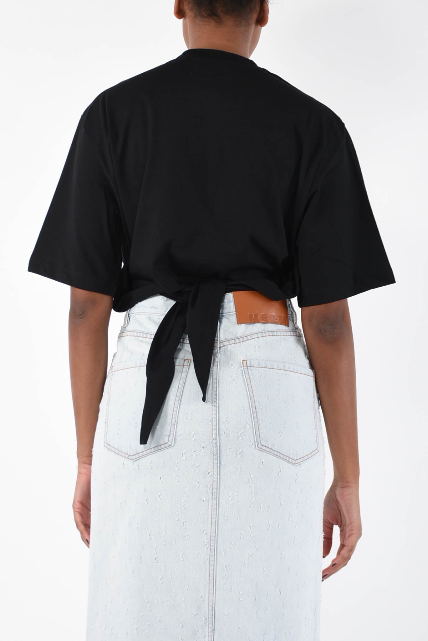 MSGM t-shirt cropped in cotone