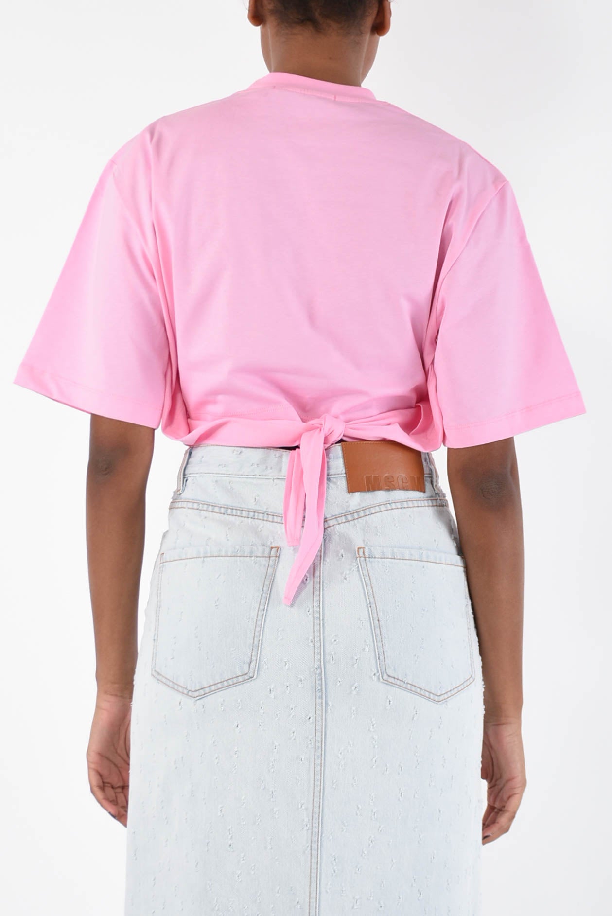 MSGM t-shirt cropped in cotone