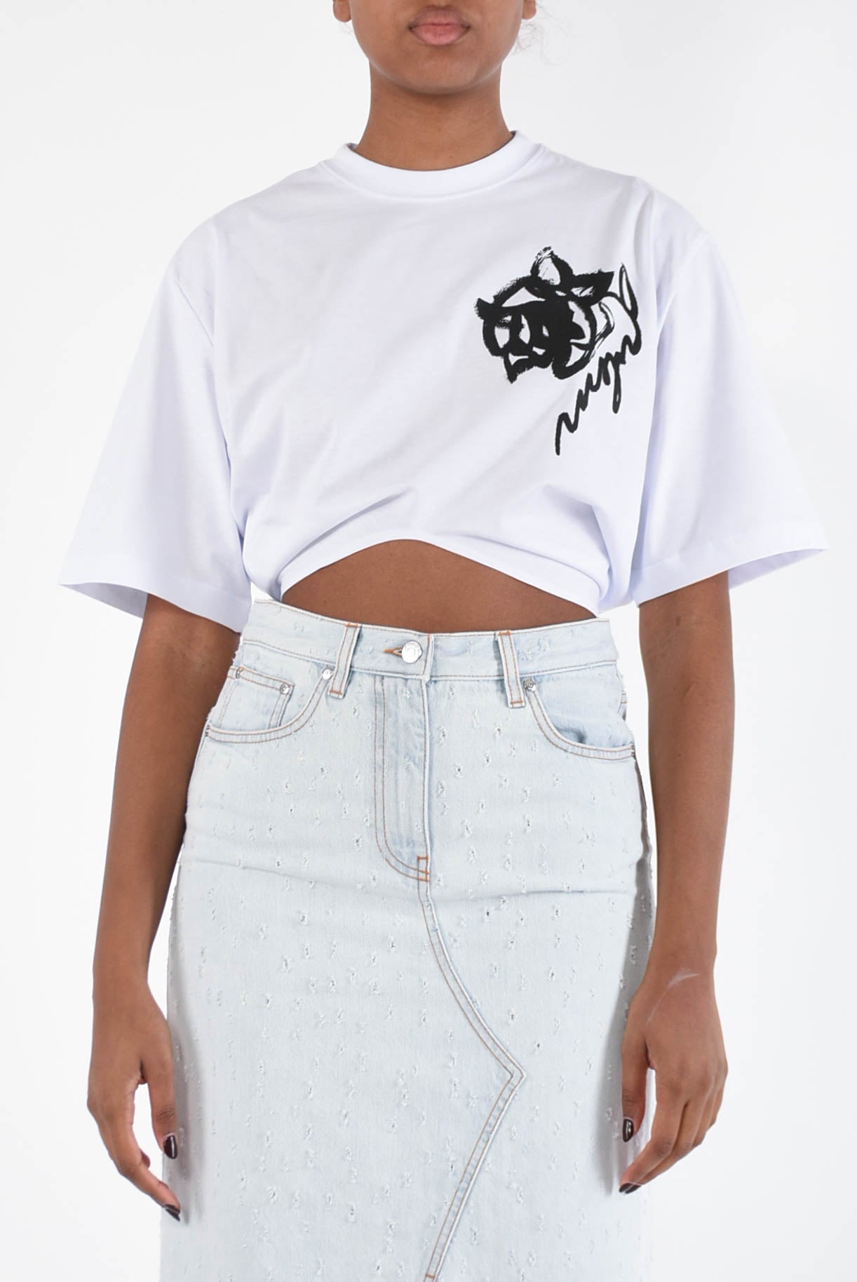 MSGM t-shirt cropped in cotone