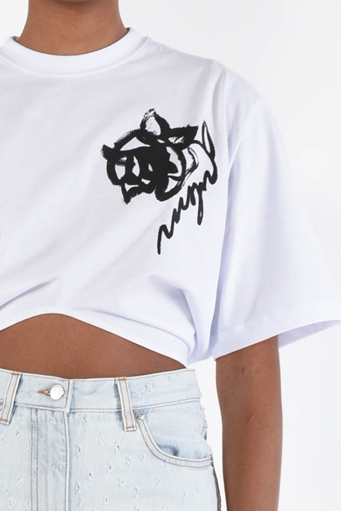 MSGM t-shirt cropped in cotone