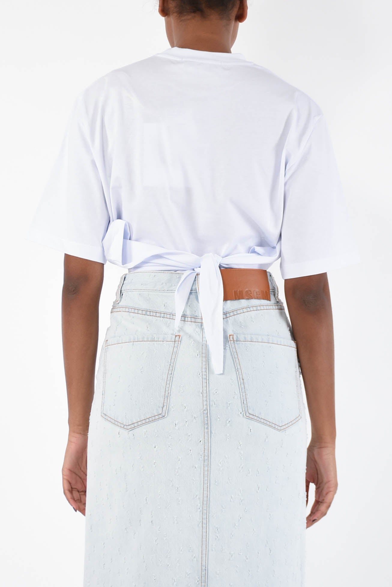 MSGM t-shirt cropped in cotone