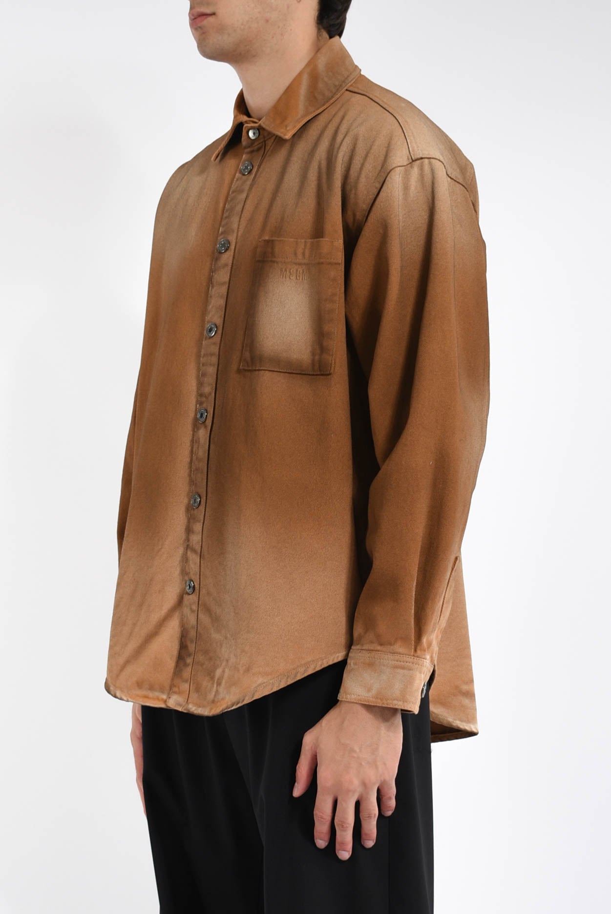 Camicia in denim effetto spray