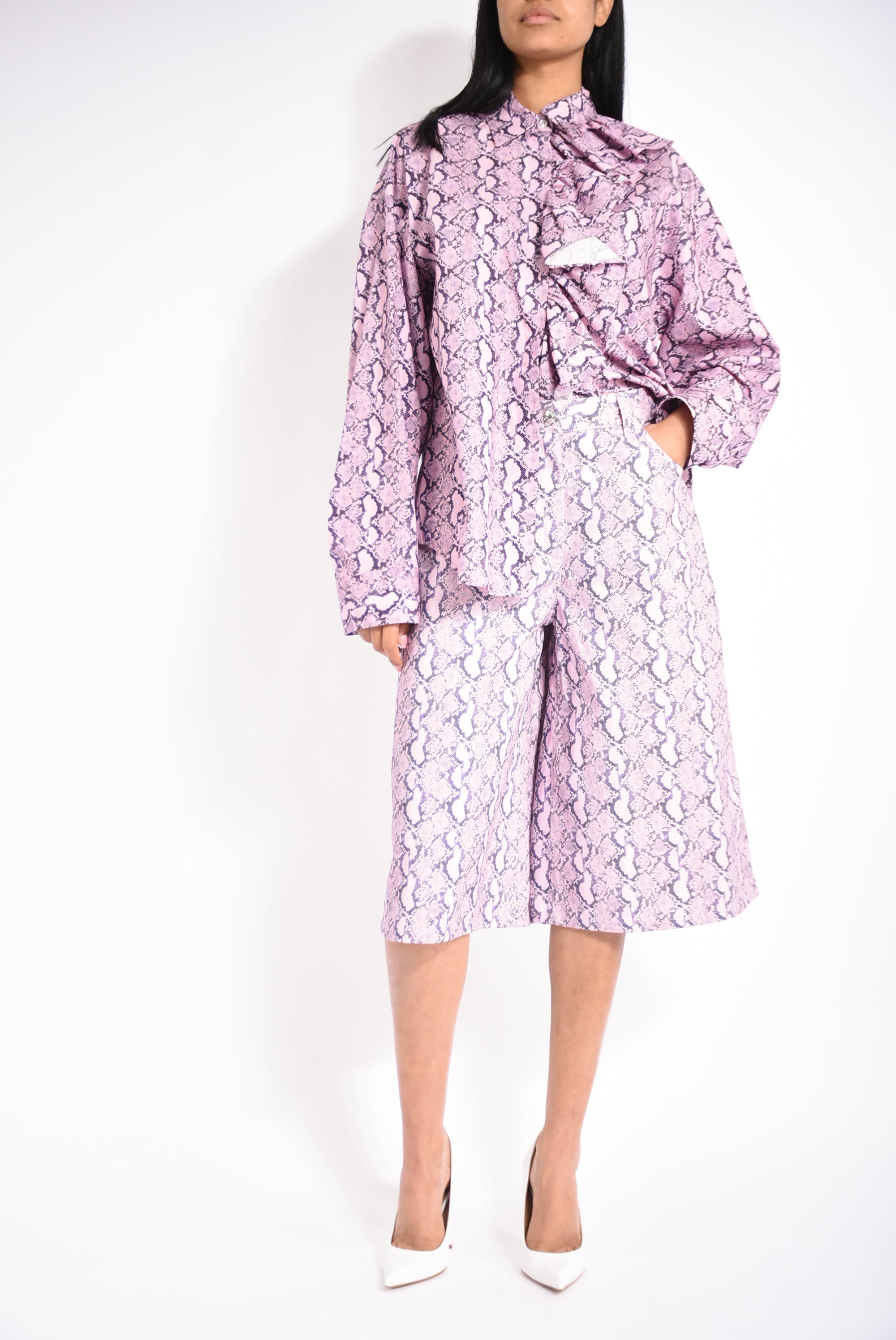 camicia con stampa pitonata
