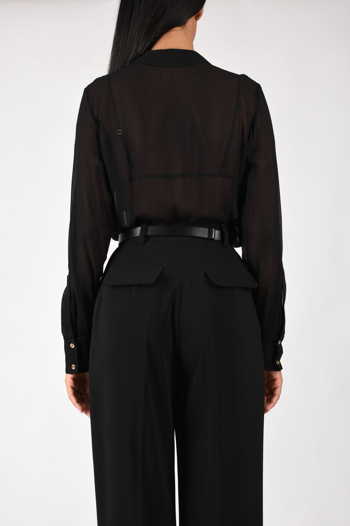 Giacca in crêpe leggero con lacci GI27366E2
