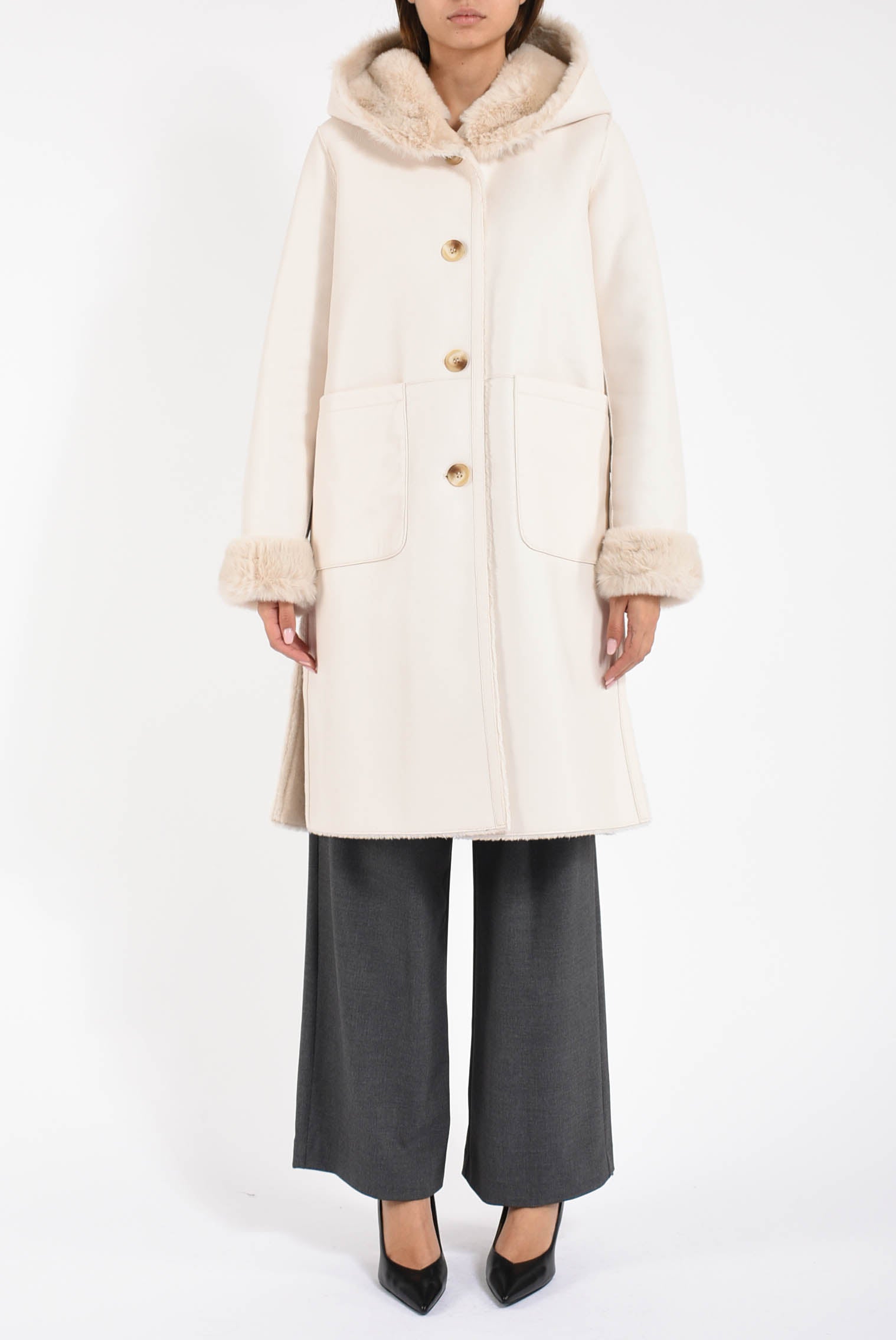 cappotto reversibile in ecopelliccia