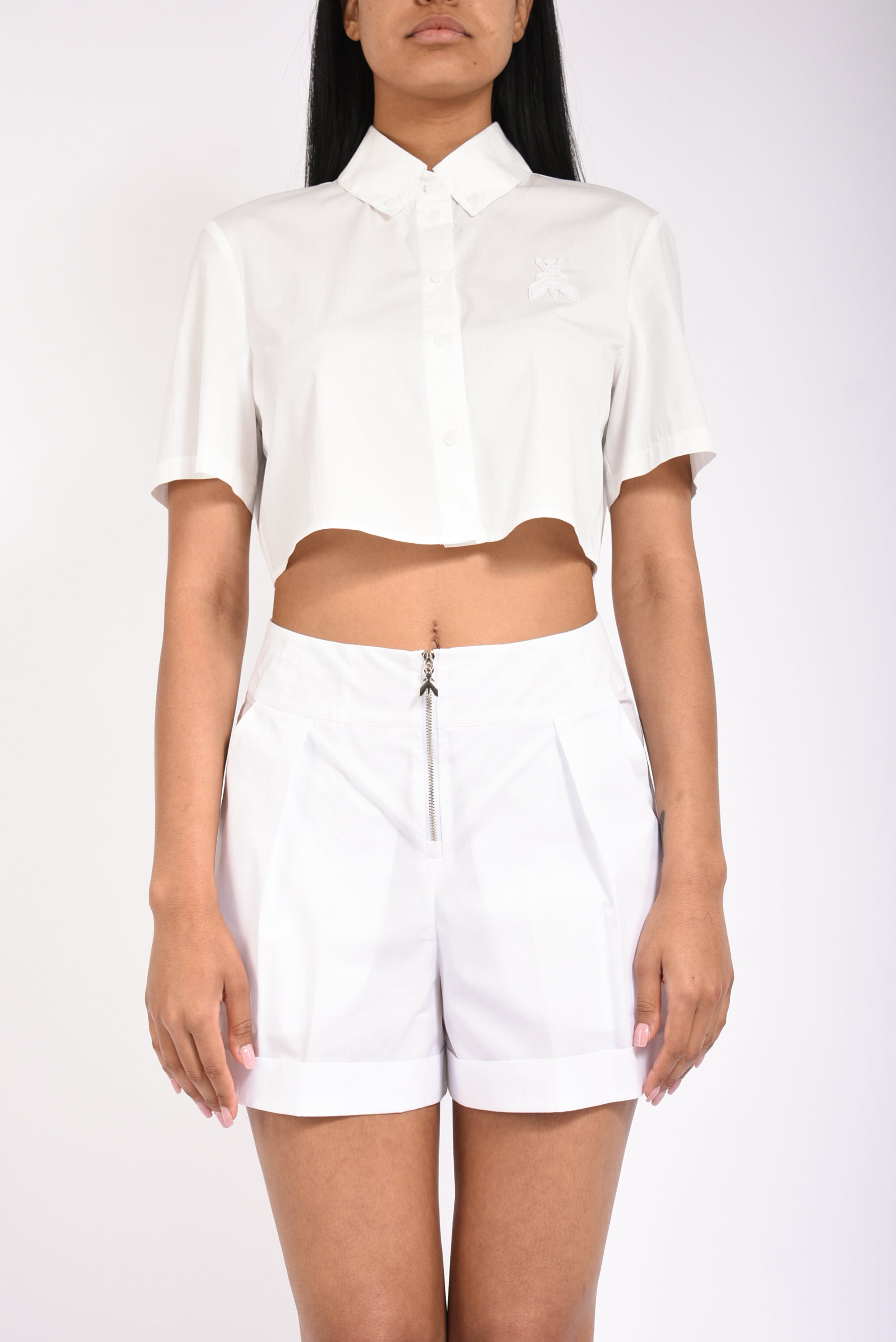 camicia cropped in cotone