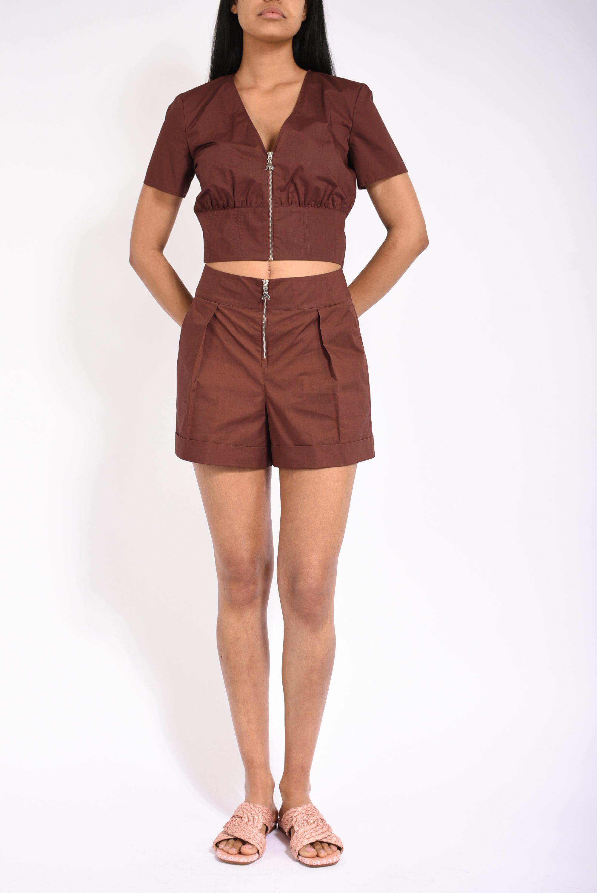 Top cropped con zip
