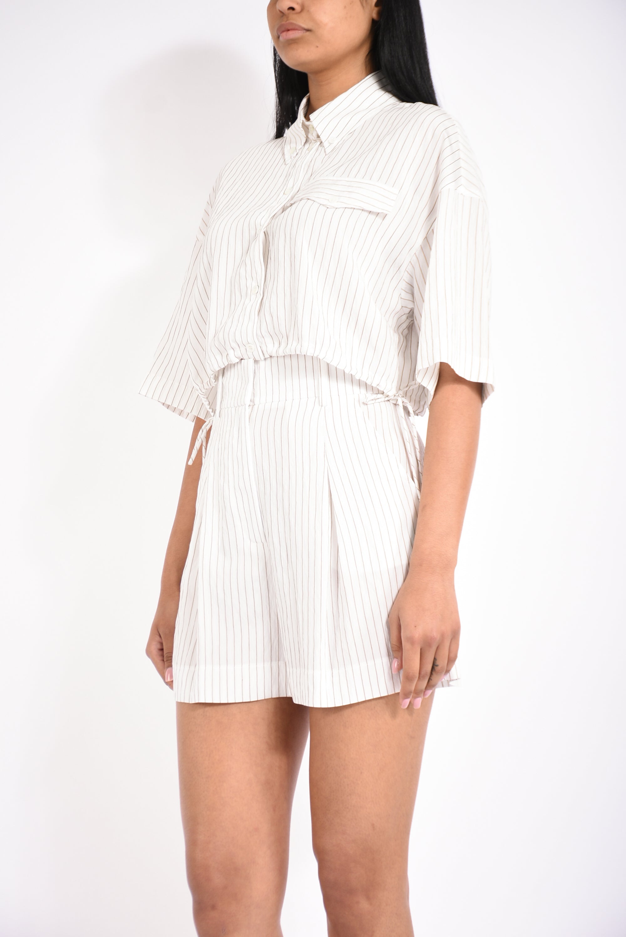 camicia cropped in viscosa
