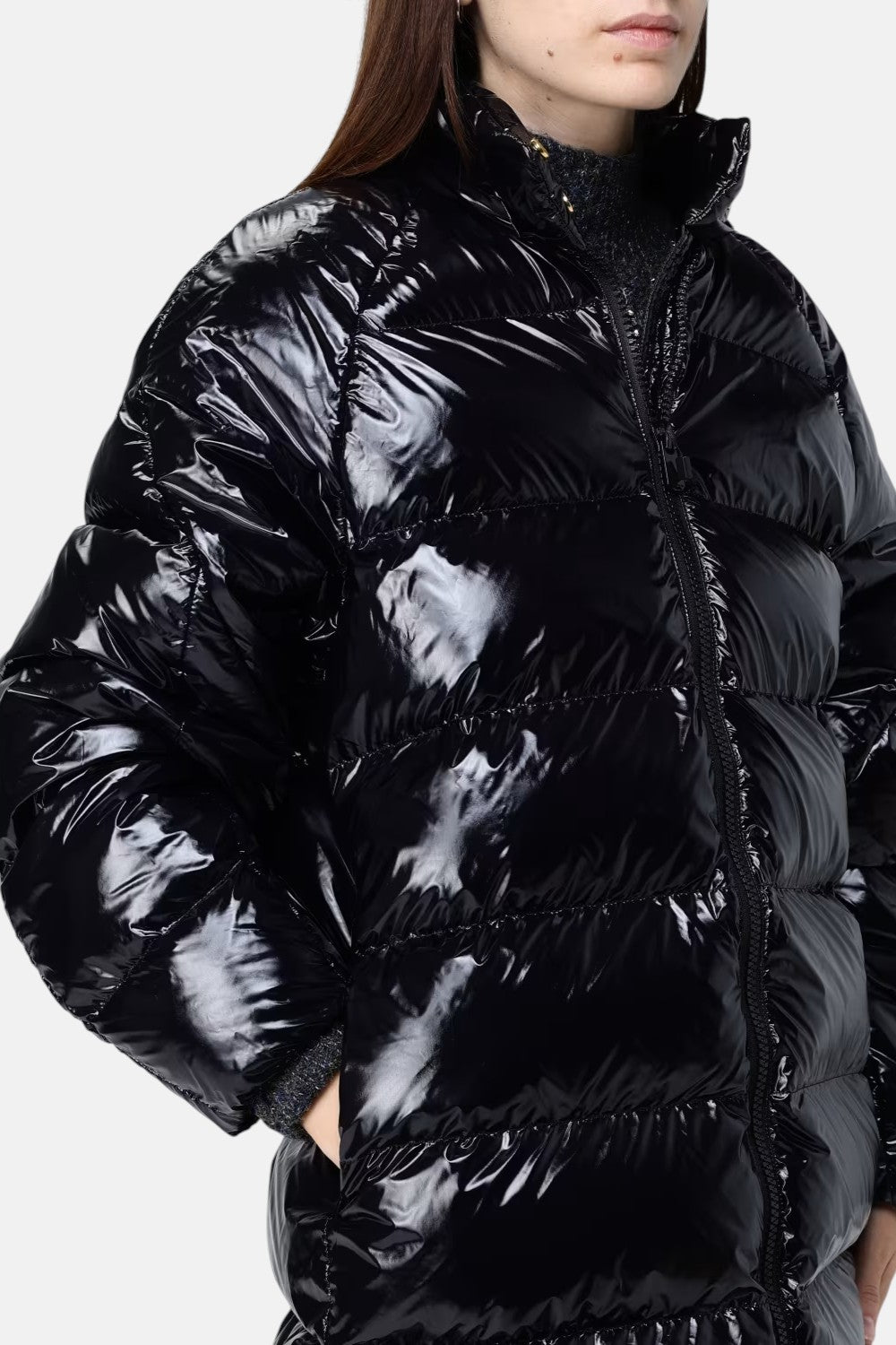 piumino lungo in nylon modello burro