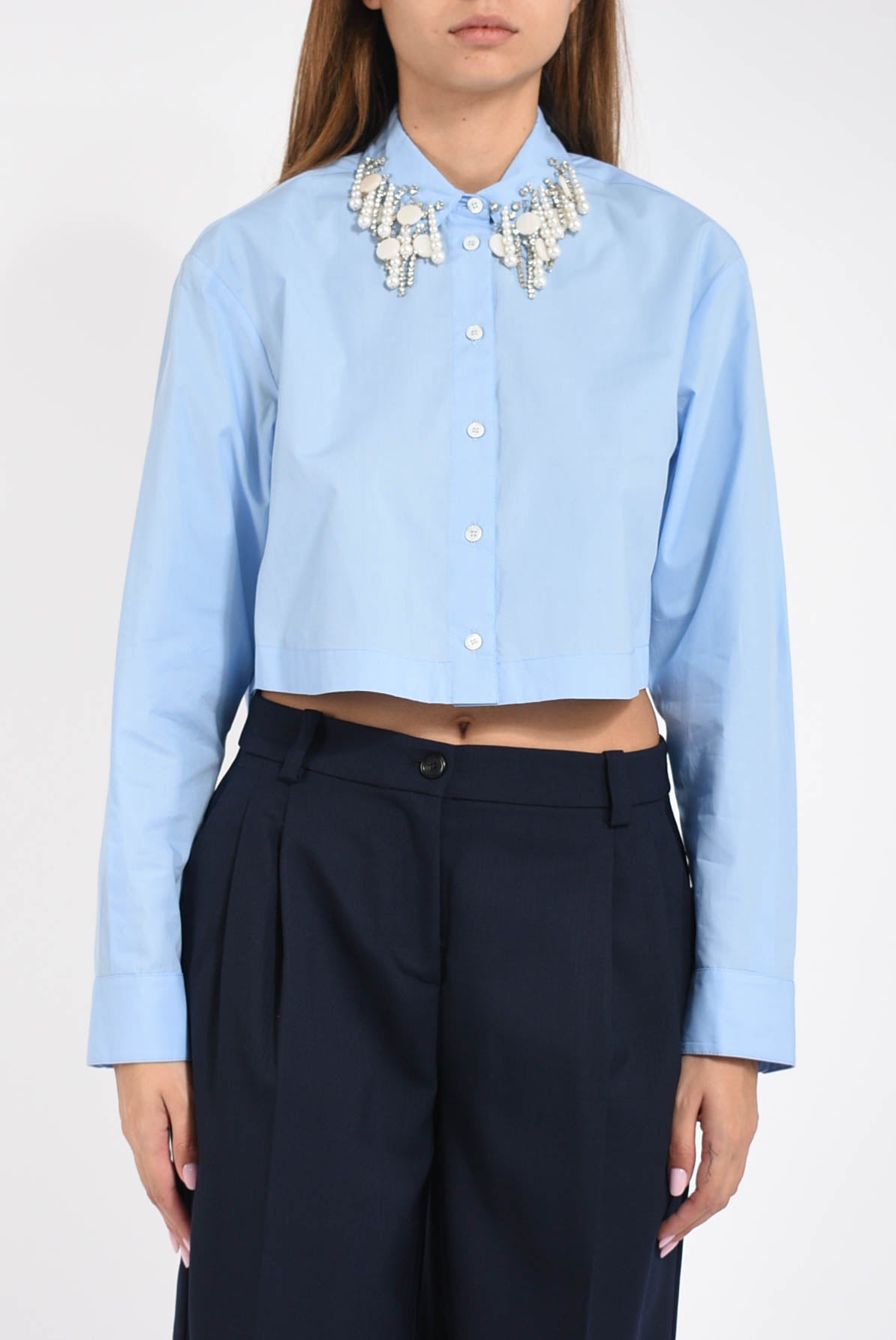 Camicia cropped caffelatte