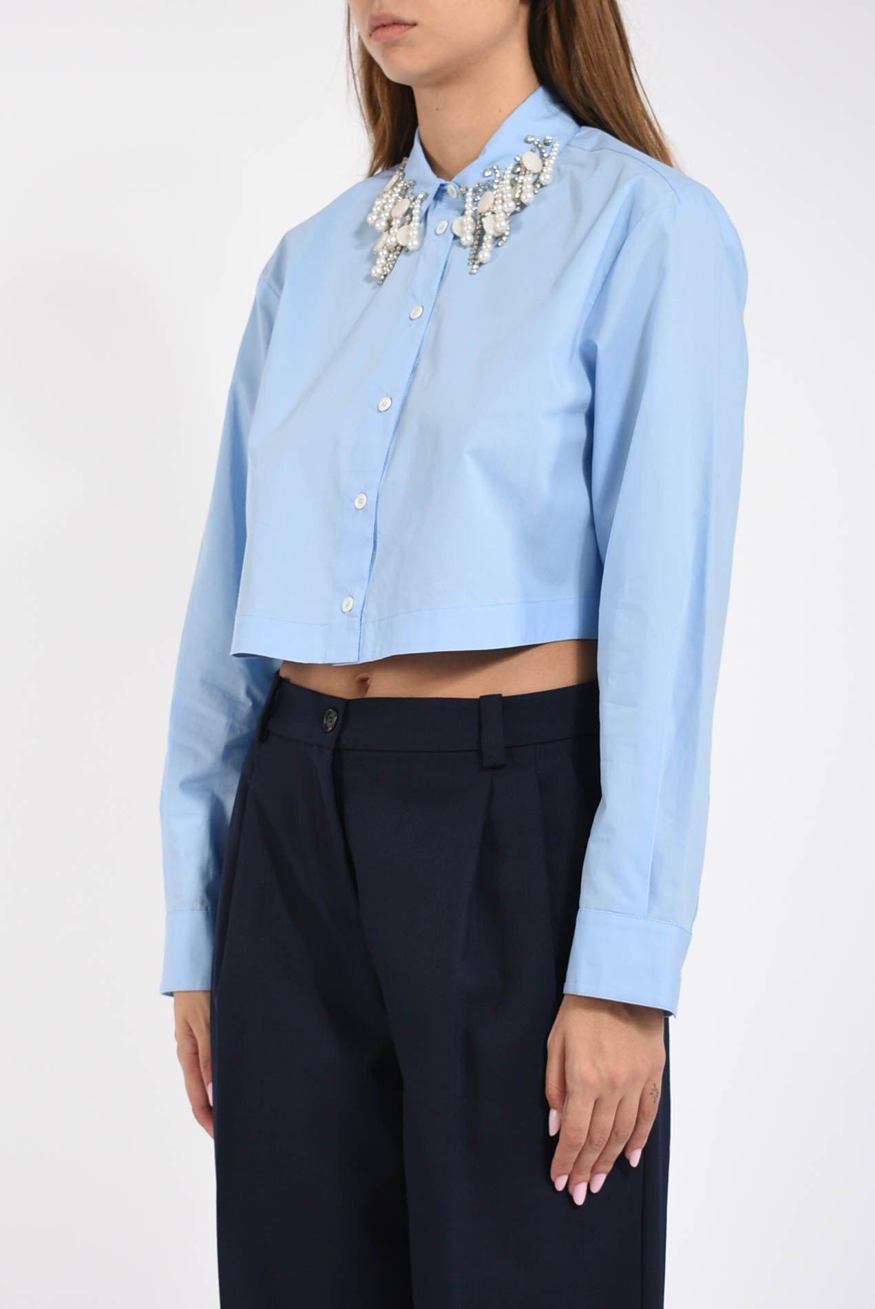 Camicia cropped caffelatte