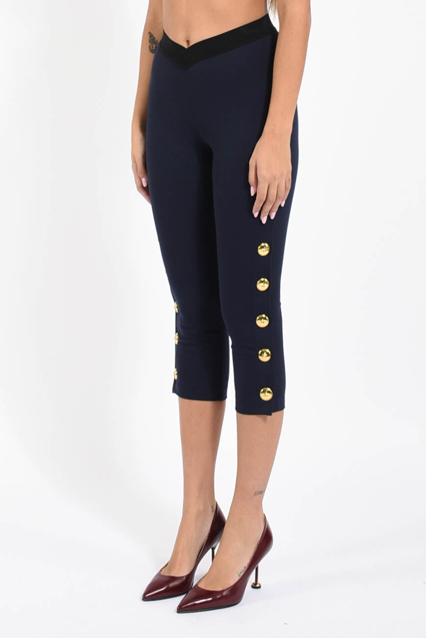 leggings con bottoni petto