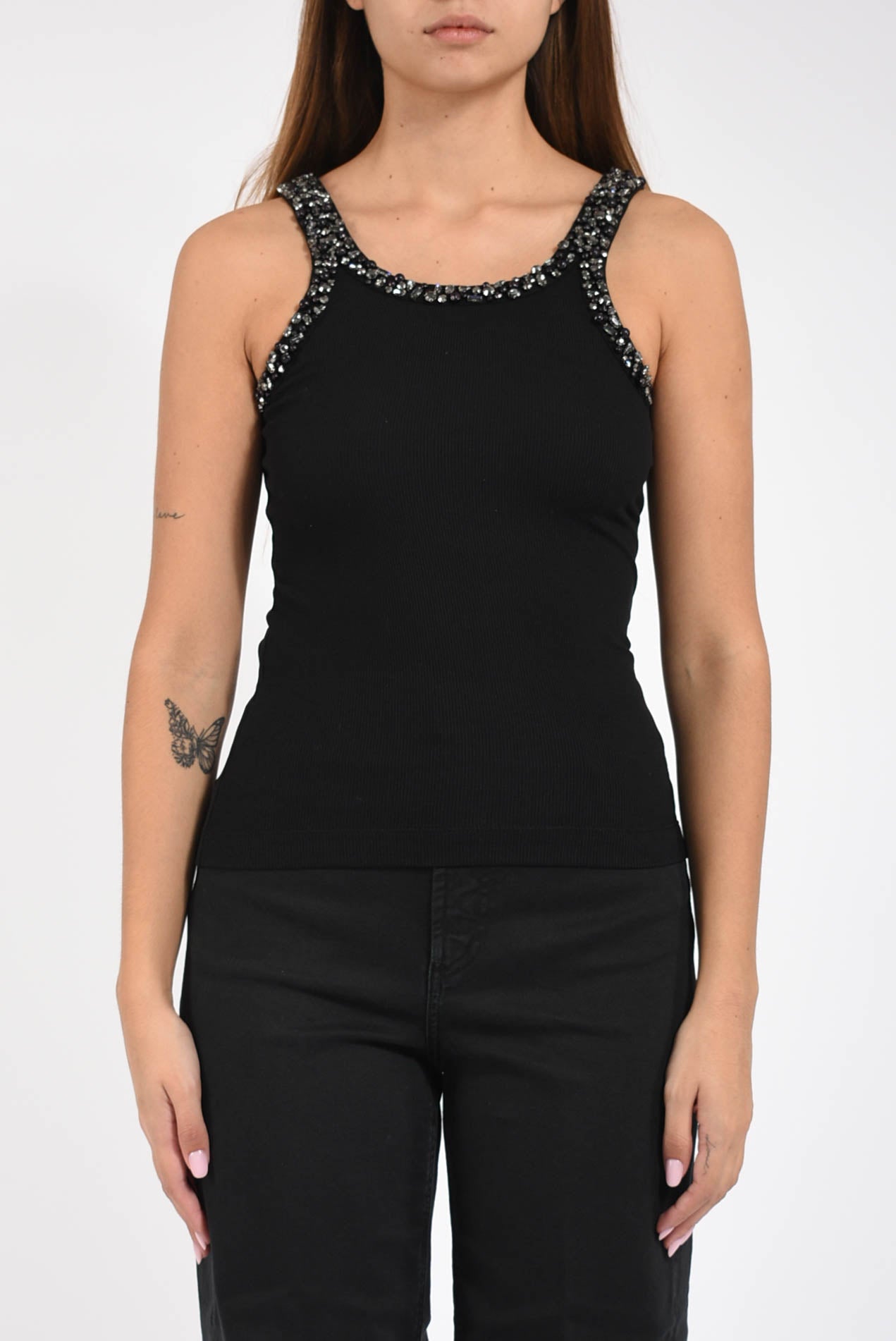 canotta con ricami gioiello coriandoli