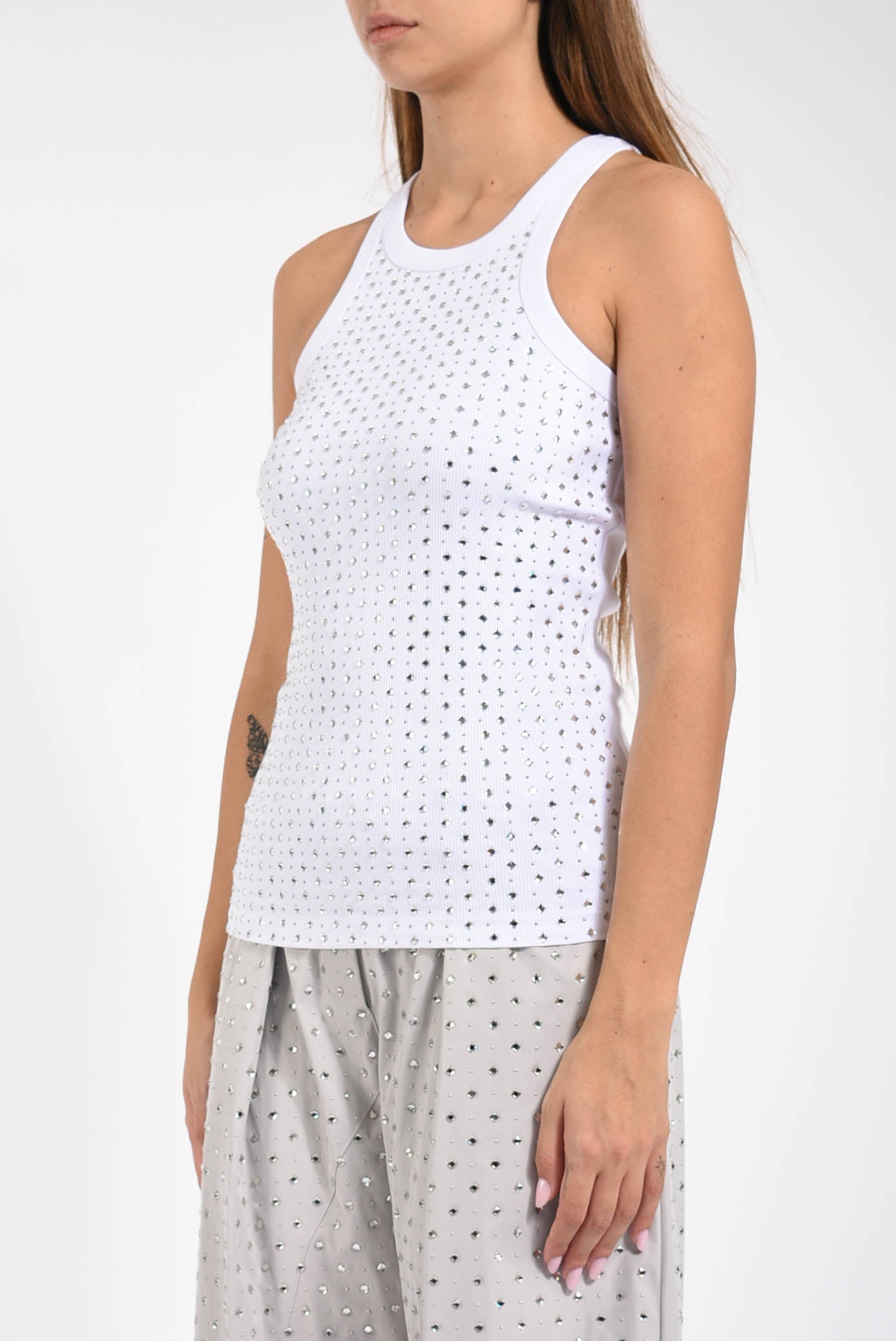 canotta con strass e borchie annita