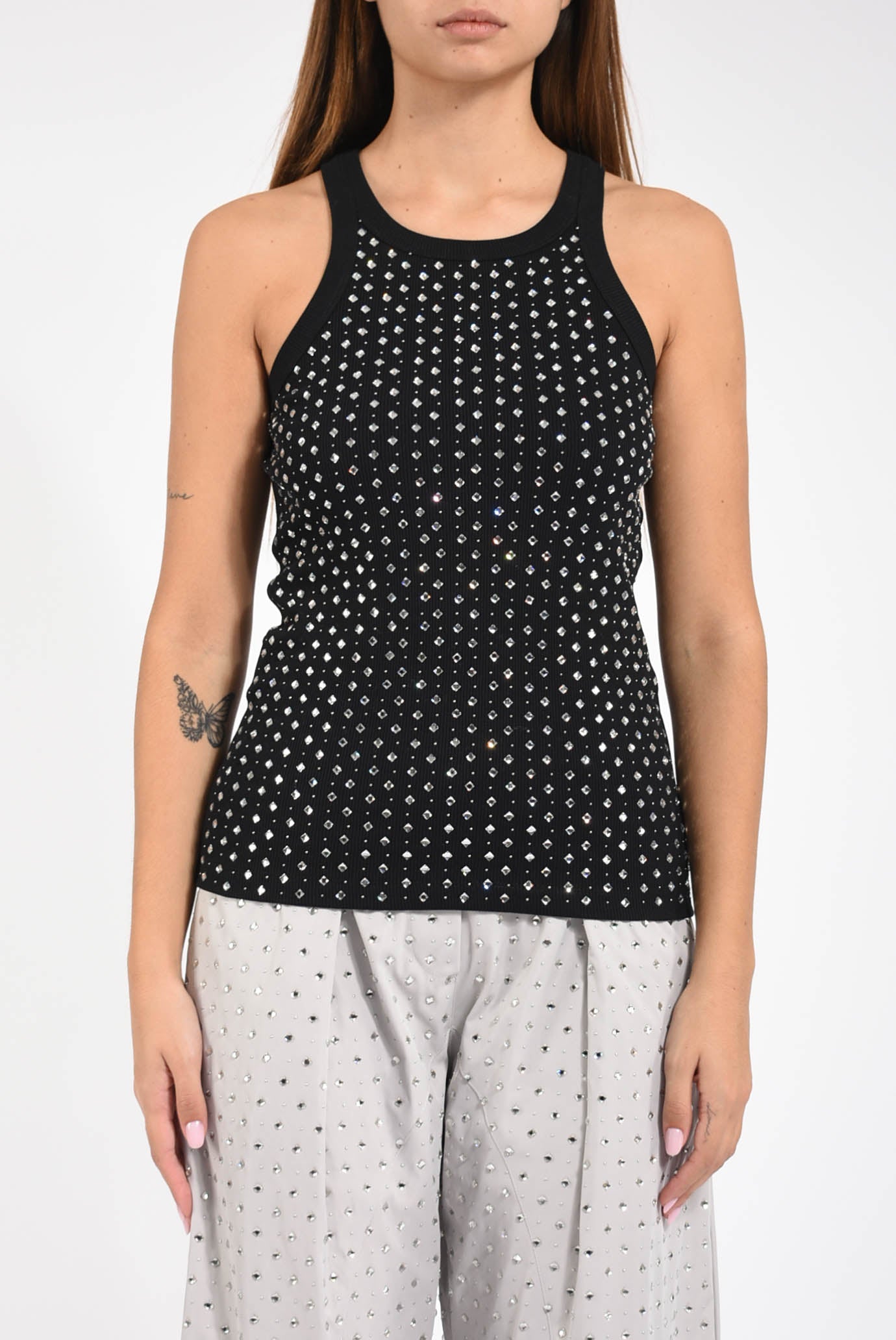 canotta con strass e borchie annita