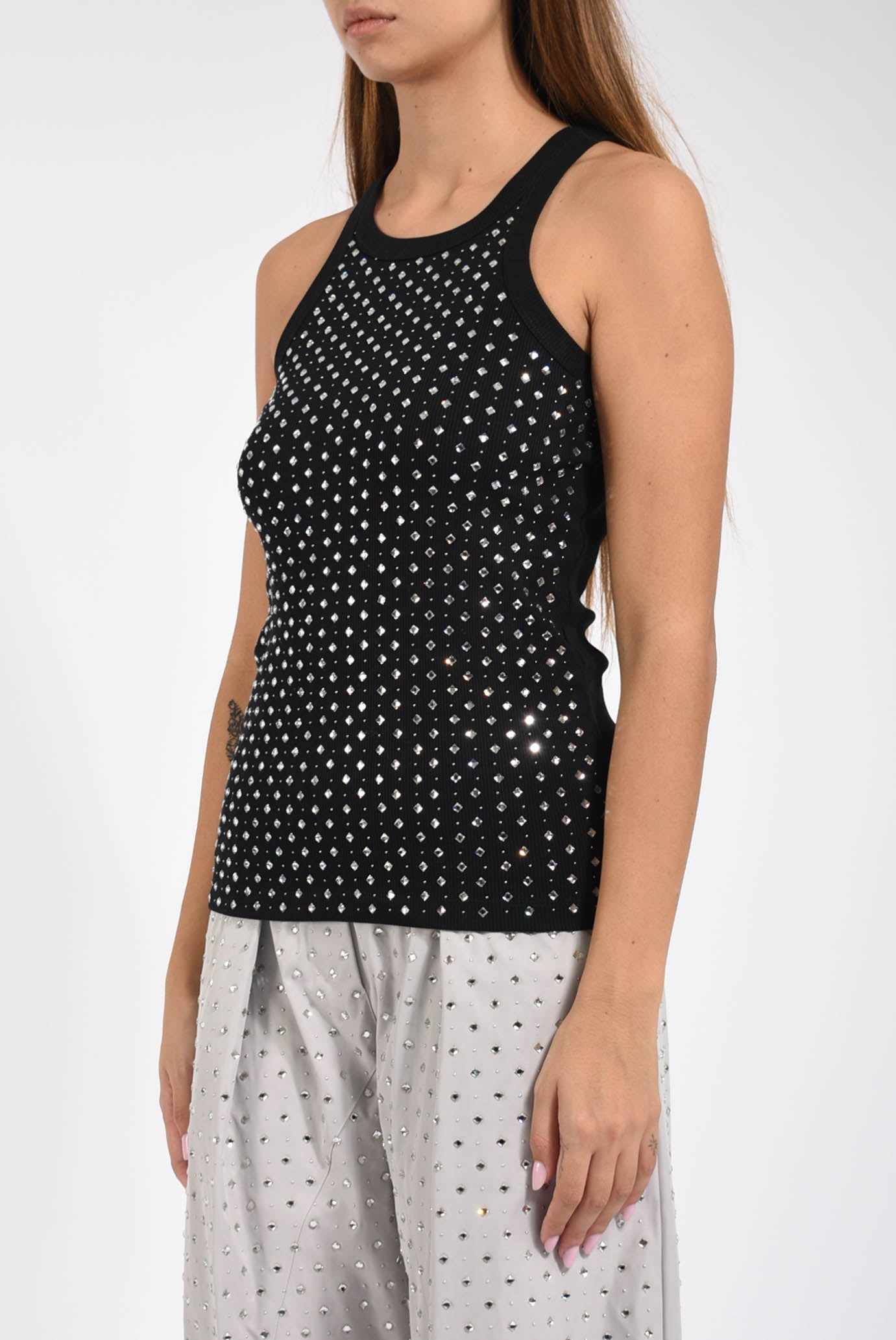 canotta con strass e borchie annita