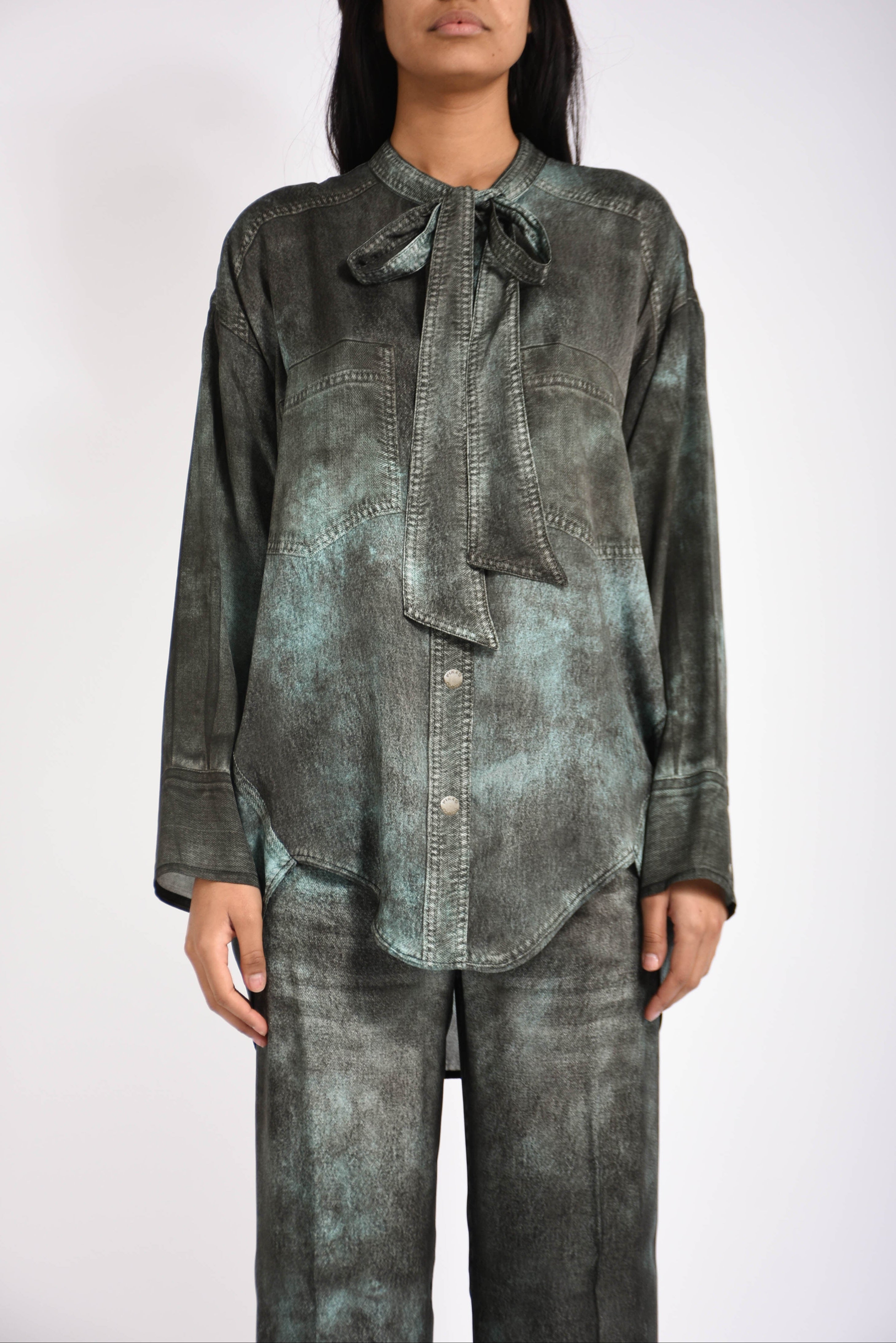 camicia in twill stampata jazz